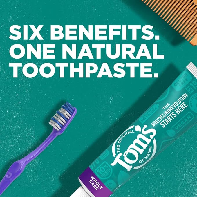 Tom's of Maine Whole Care Natural Toothpaste with Fluoride, Cinnamon Clove, 4.0 oz. 3-Pack (Packaging May Vary)