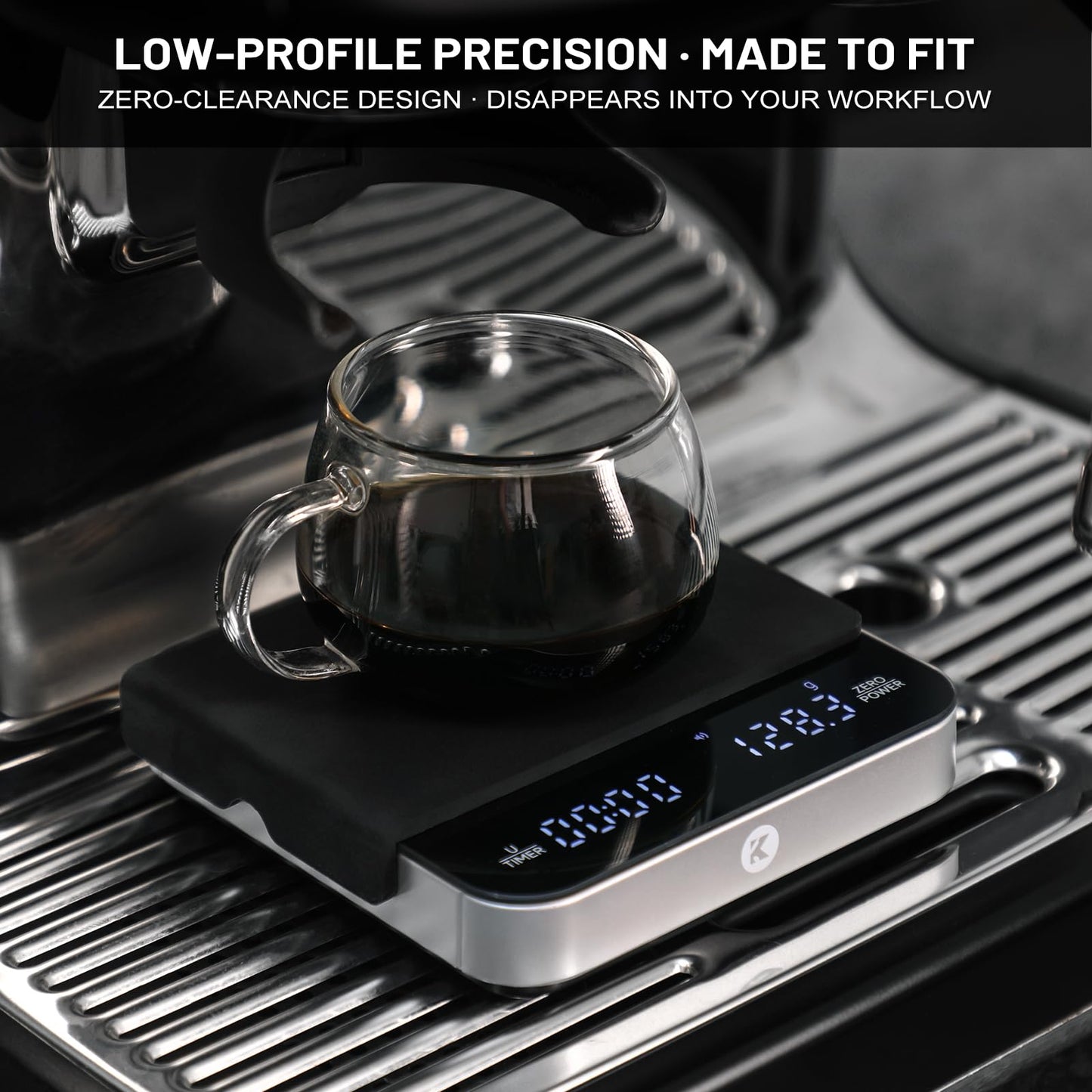 KitchenTour CaféMetric Coffee Scale with Timer 0.1g/2000g - Precision Small Scale for Espresso & Pour Over - Mini Scale with LED Display Recharge Black