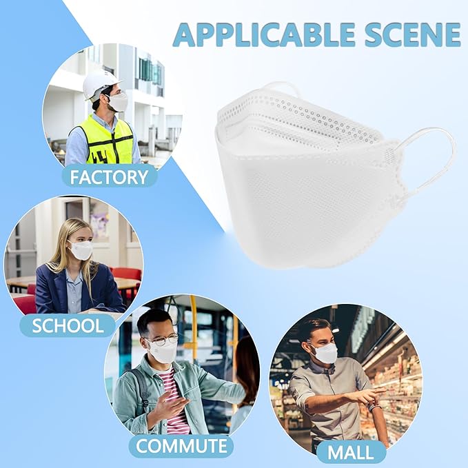 kn95 Face Masks 50 Pack, Breathable Comfortable and Disposable KN95 Mask, White