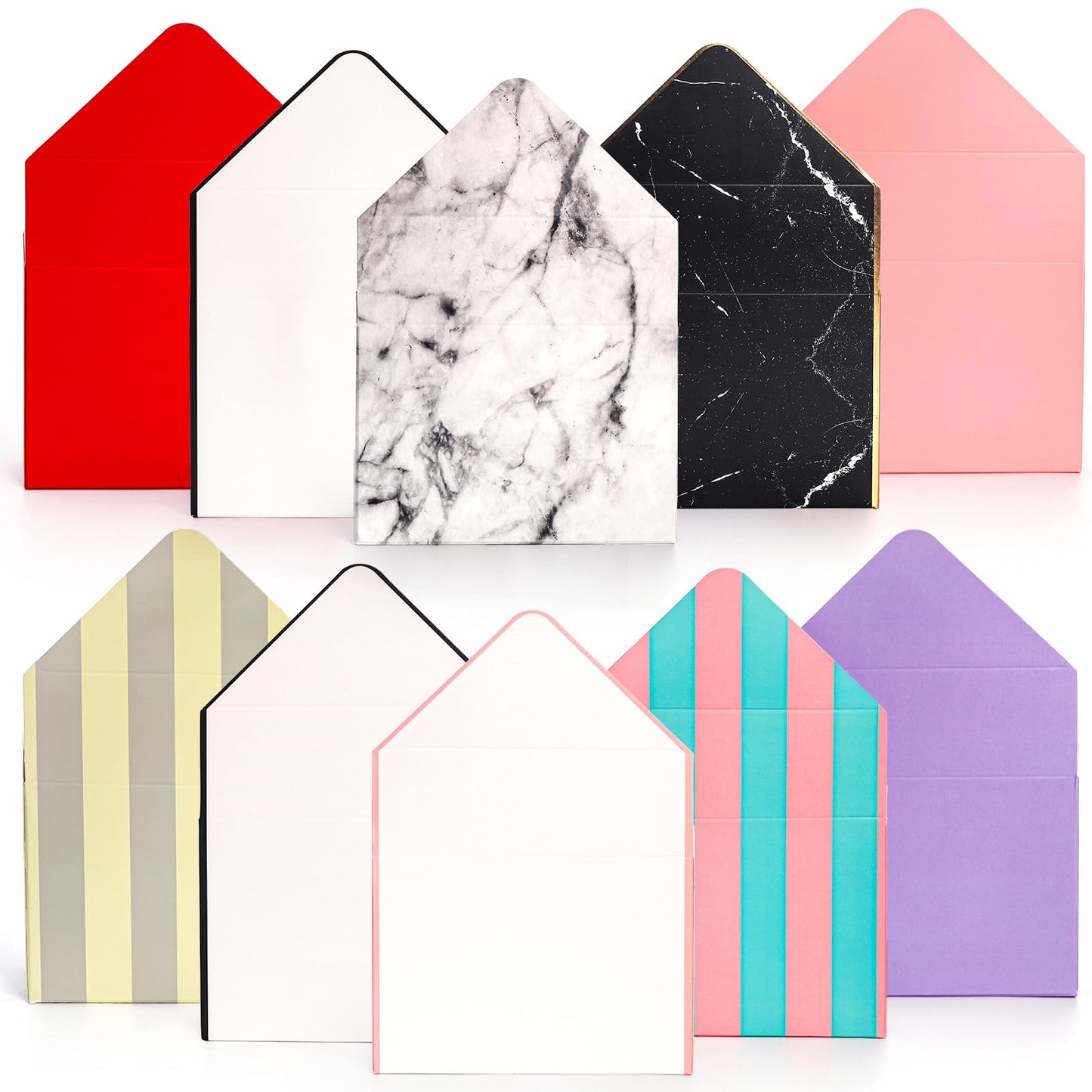 Elsjoy Set of 10 Florist Bouquet Envelope Boxes, 10 Styles Flower Bouquet Packaging Gift Paper Boxes for Wedding, Valentine's Day, Mother's Day