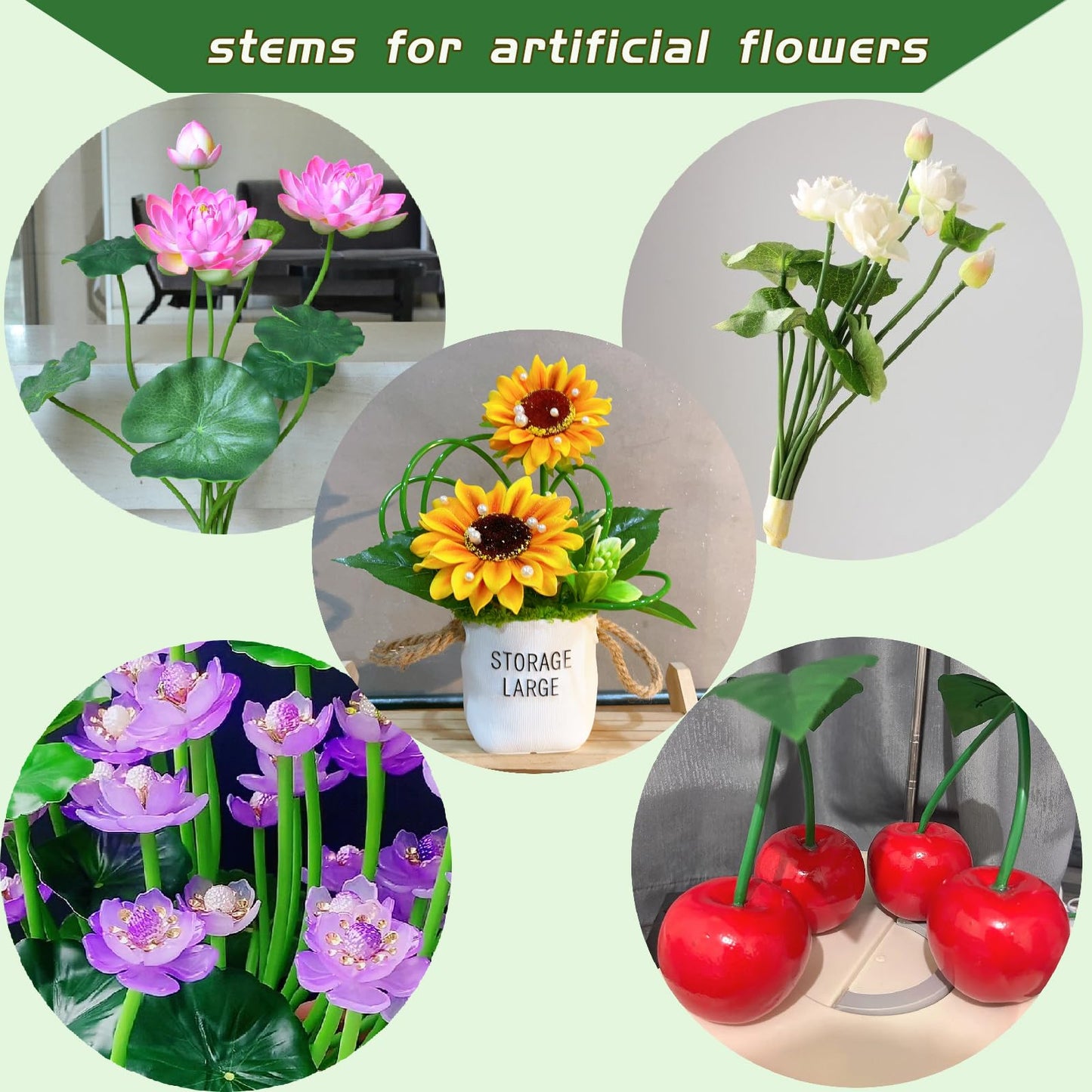 Green tubular flower stems wrap, used to thicken artificial flower stems, DIY wedding bouquet (Green 5MM（100PCS）)