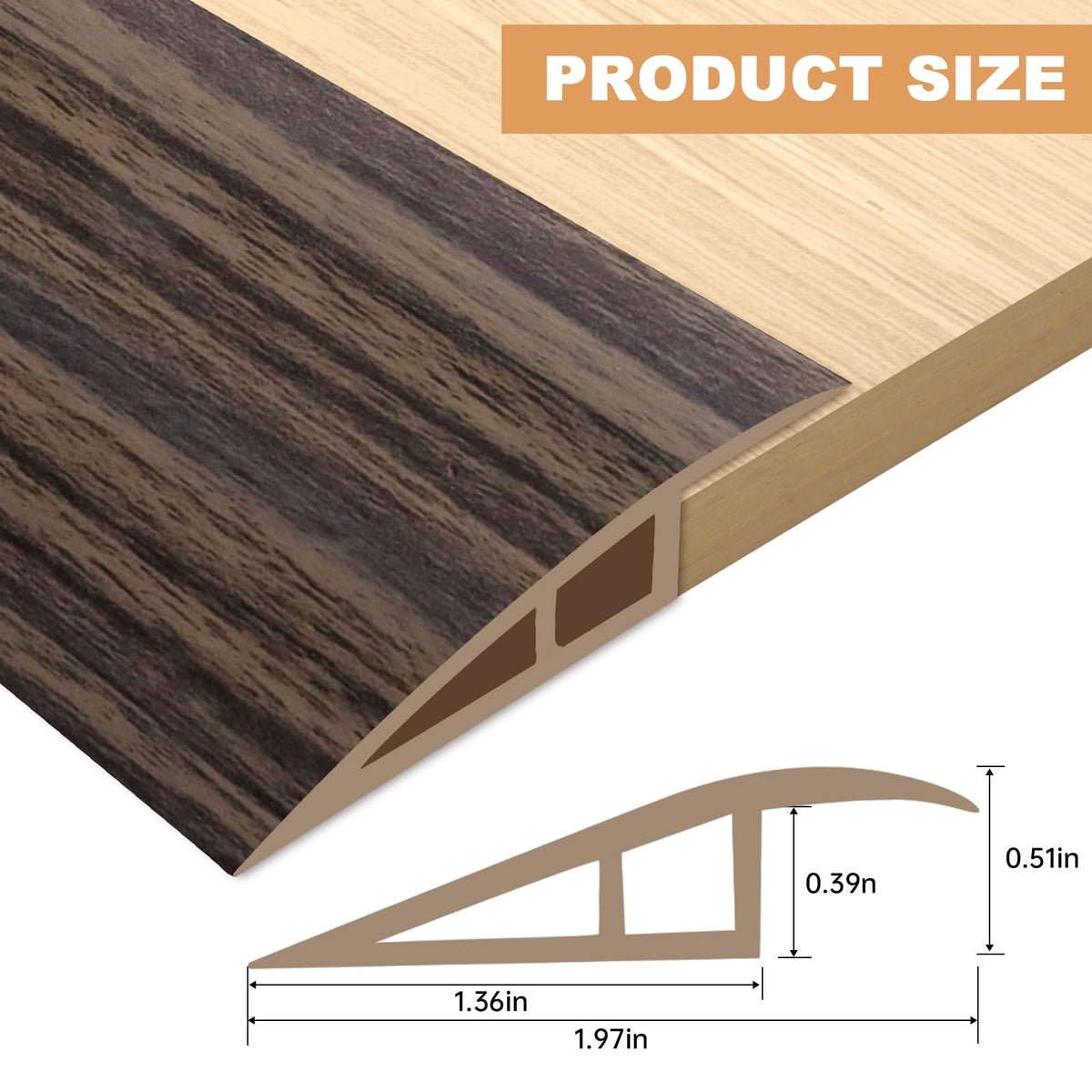 Vinyl Door Threshold Flooring Transition Strip Self Adhesive Carpet Edging Strip for Laminate Doorway Edge Threshold from 1 (6.6 Foot)