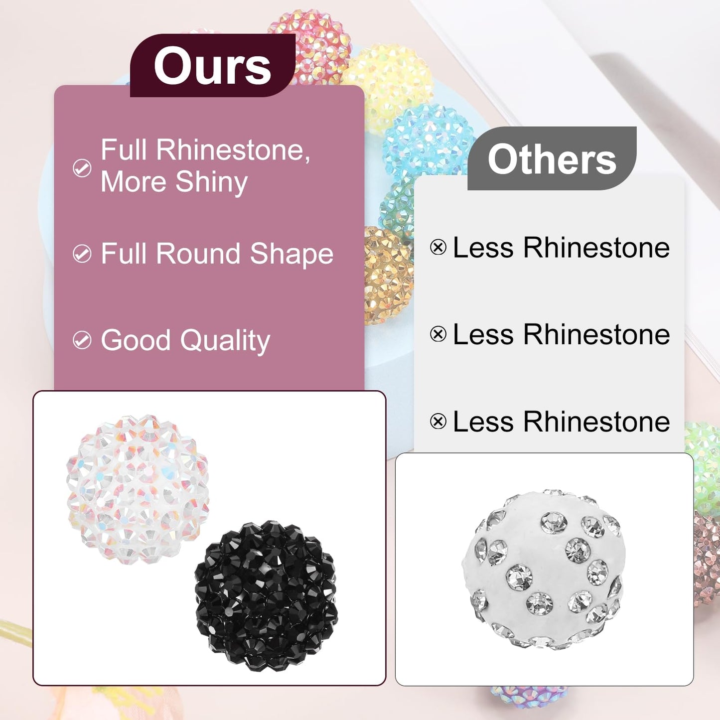 PATIKIL 20mm Resin Rhinestone Beads for Beadable Pen, 20 Pack Ball Disco Sparkly Chunk Round Bubblegum Beads for Beadable Keychain Jewelry Making DIY Craft, Light Green AB