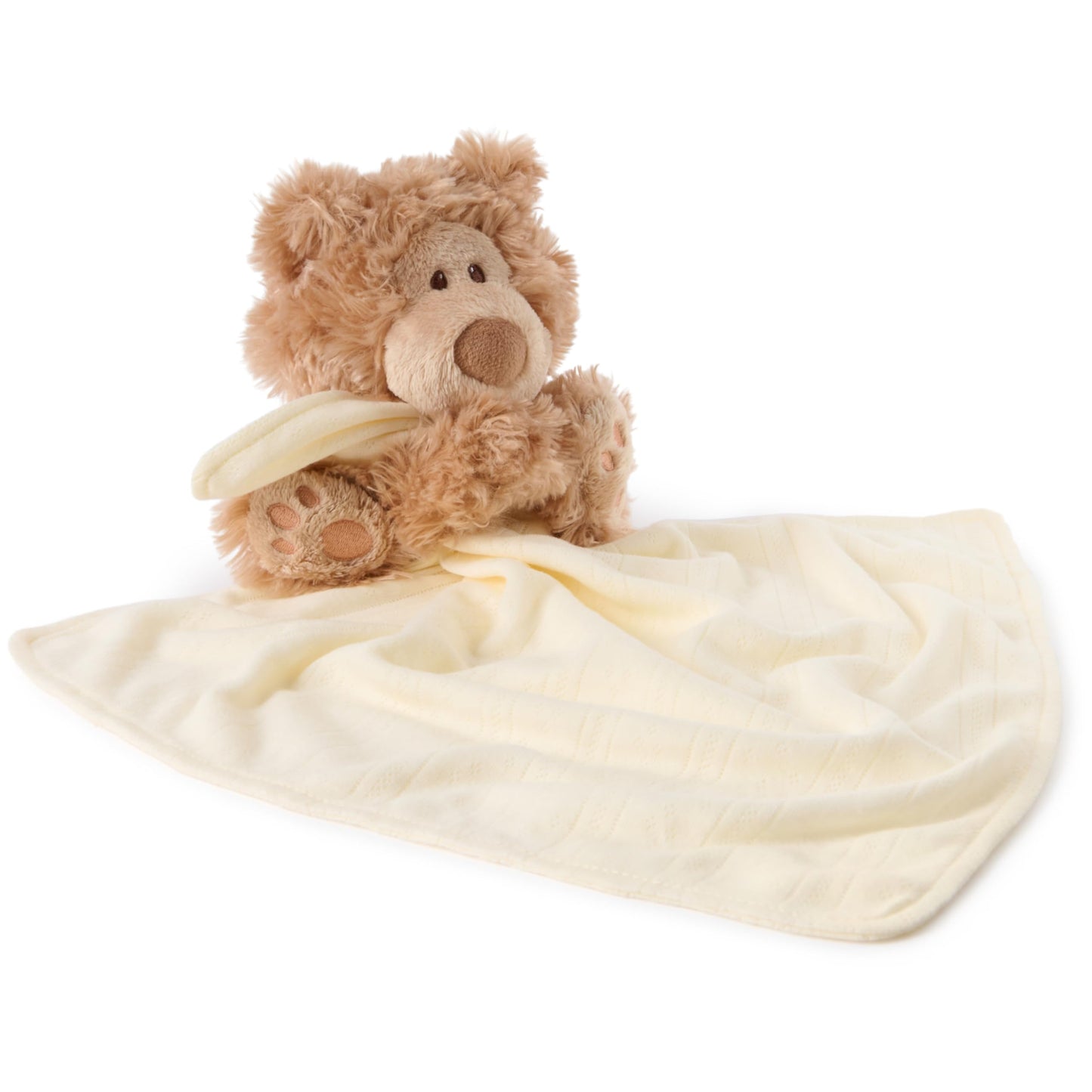 GUND Baby Philbin Plush Lovey, Teddy Bear with Baby Blanket, Stuffed Animal Sensory Toy, Brown, 14”
