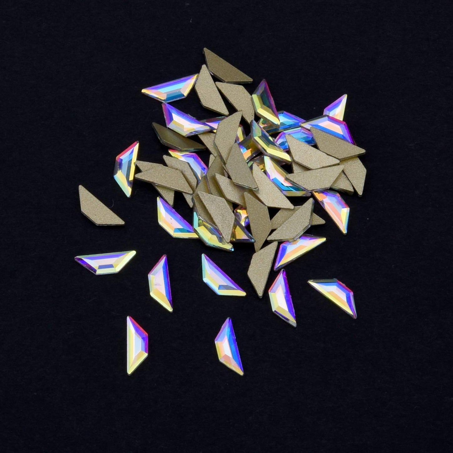 100pcs Mix Size Sparkling Crystal Ab Flatback Rhinestone Crystal Trapeze Shape Glass Gem for Nails