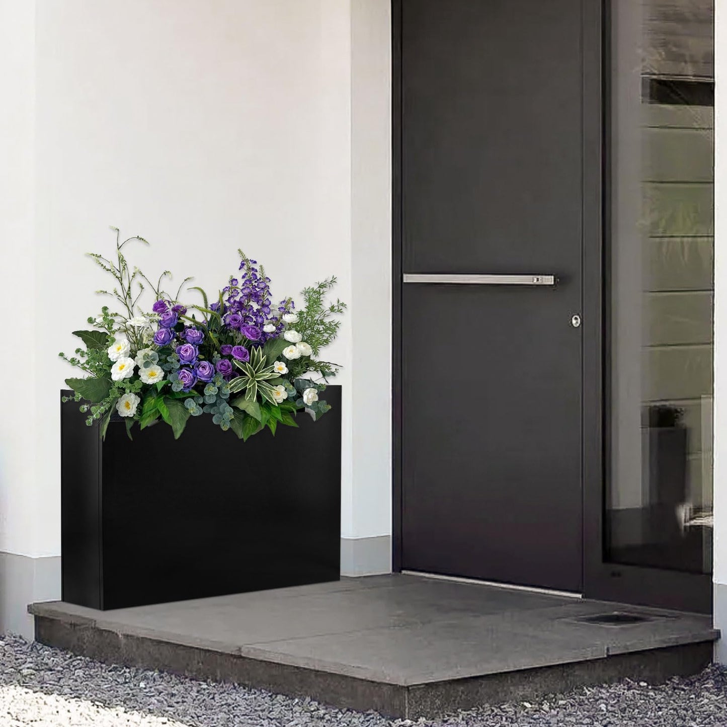Yaghpy Tall Rectangle Planter 38 L x 12" W x 30" H Black Metal Large Planter Boxes Outdoor Pots,Flowers Pot Garden Porch Patio Privacy