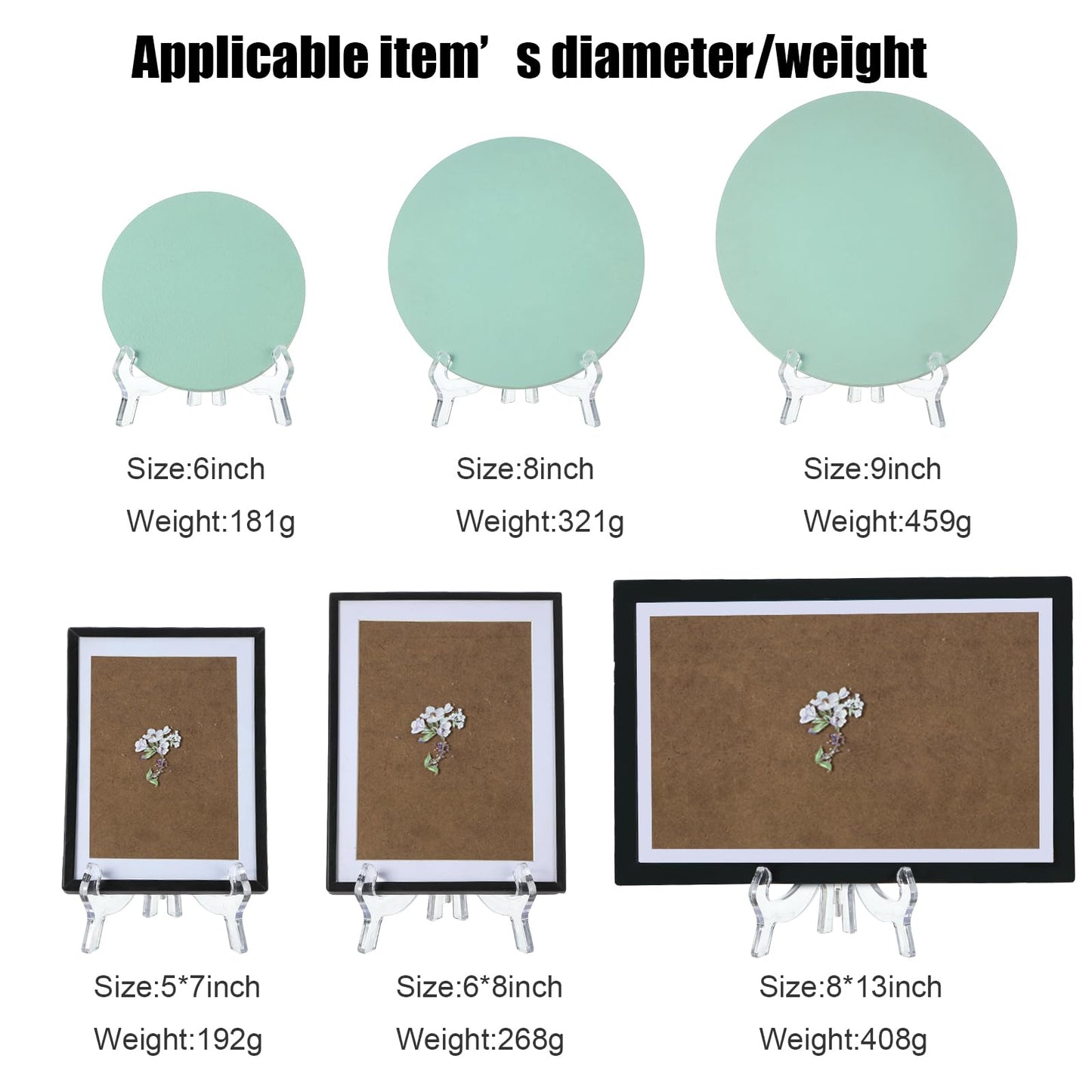 HESTYA 6 Pack 7 Inch Clear Acrylic Easel Stand Display Stand Plate Holder for Display Photo Picture Frame Book