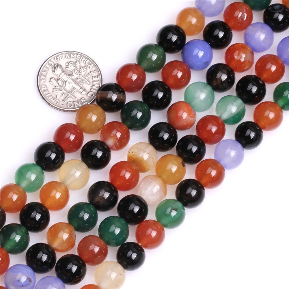 6mm Natural Mixed Agate Beads Round Gemstone Loose Beads for Jewelry Making 15" (58-62pcs/strand)