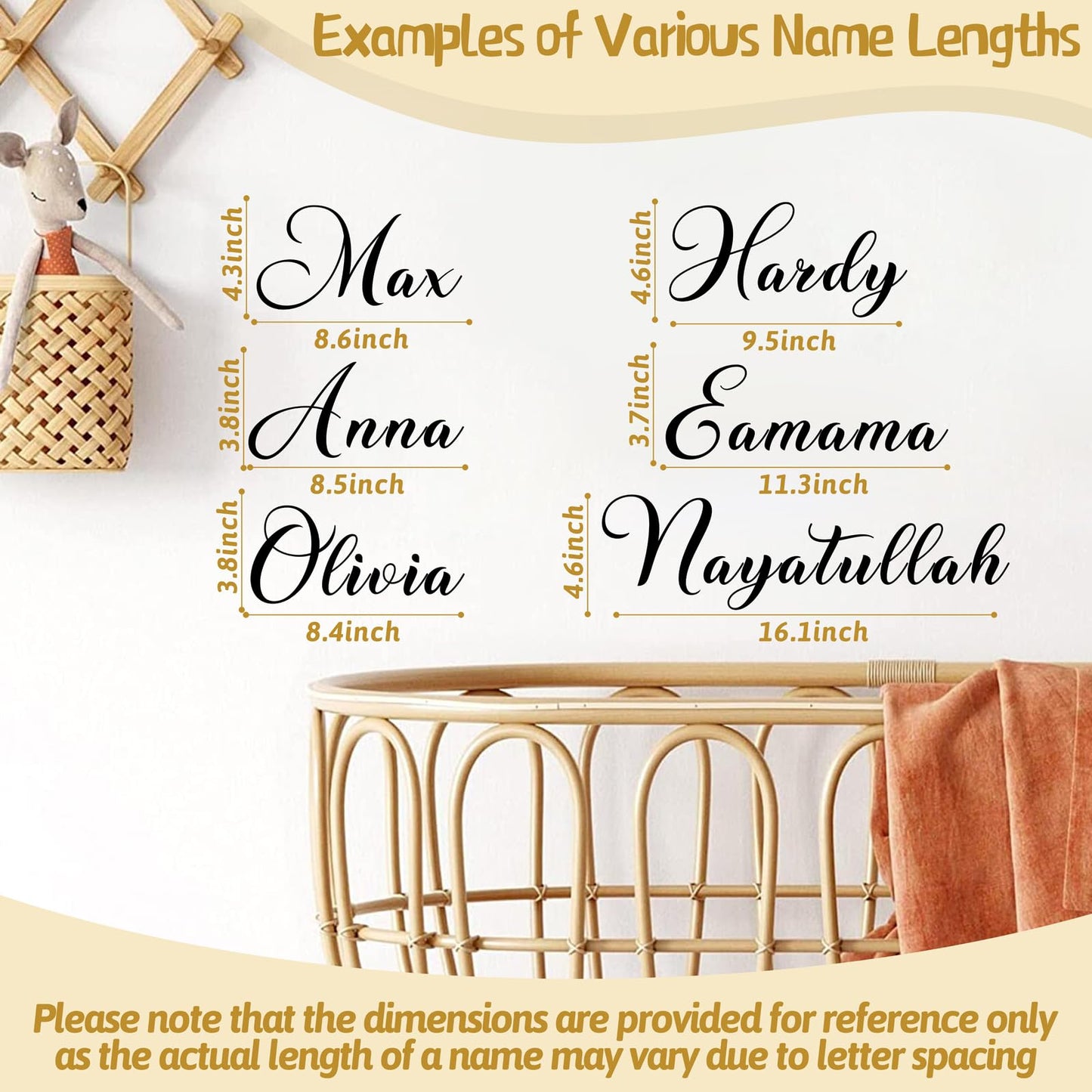 Custom Name Wall Stickers Personalized Name Vinyl Decals for Baby Kids Room Wall Decor Custom Names Sign for Backdrop DIY Alphabet ABC Sticker for Nursery Toddler Bedroom Playroom Home Decorations