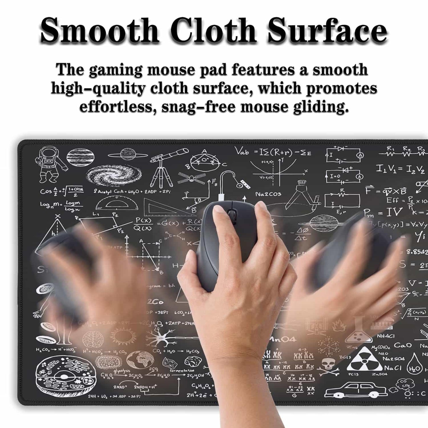 Samgula Large Mouse Mat Black Gaming Mousepad, Oversized Mouse Pads Long Desk Pad, Desktop Computer Pad Waterproof Non-Slip Rubber Base, 35.4 X 15.7 inch for Work/Game/Office/Home Science Formulas