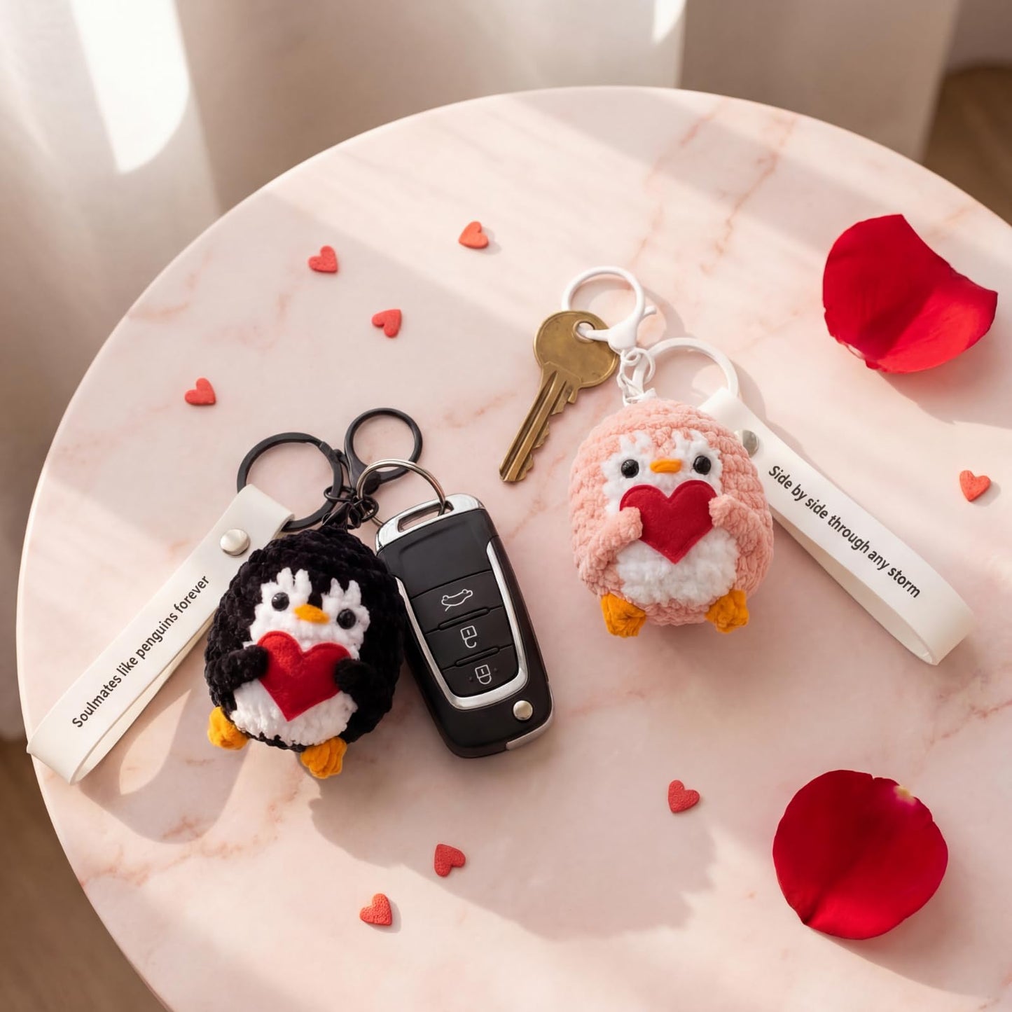 Aucess Penguin Keychain Gift for Birthday, Him&Her, Boyfriend, Girlfriend & Best Friends | Crochet Kawaii Bag Charm Backpack Accessories(2 Pack)