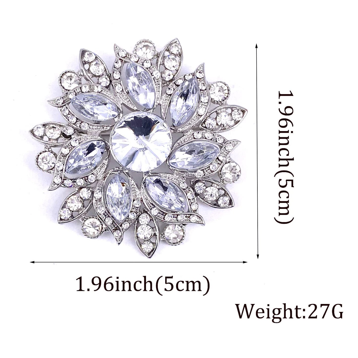 LAXPICOL Vintage Women's Clear Austrian Crystal Elegant Flower Brooch Wedding Broach Pin