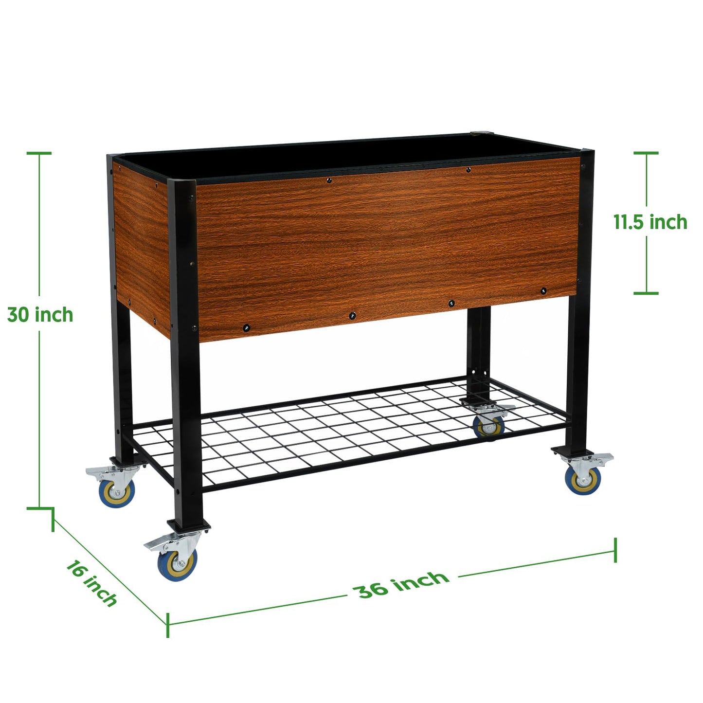 The Home Cult Raised Garden Bed with Legs and Wheels, Self-Watering Planter Box, 36x16x30 in Elevated Raised Bed with Drainage Hole, Built to Withstand Sun, Rain, and Wind for Up to 2 Years