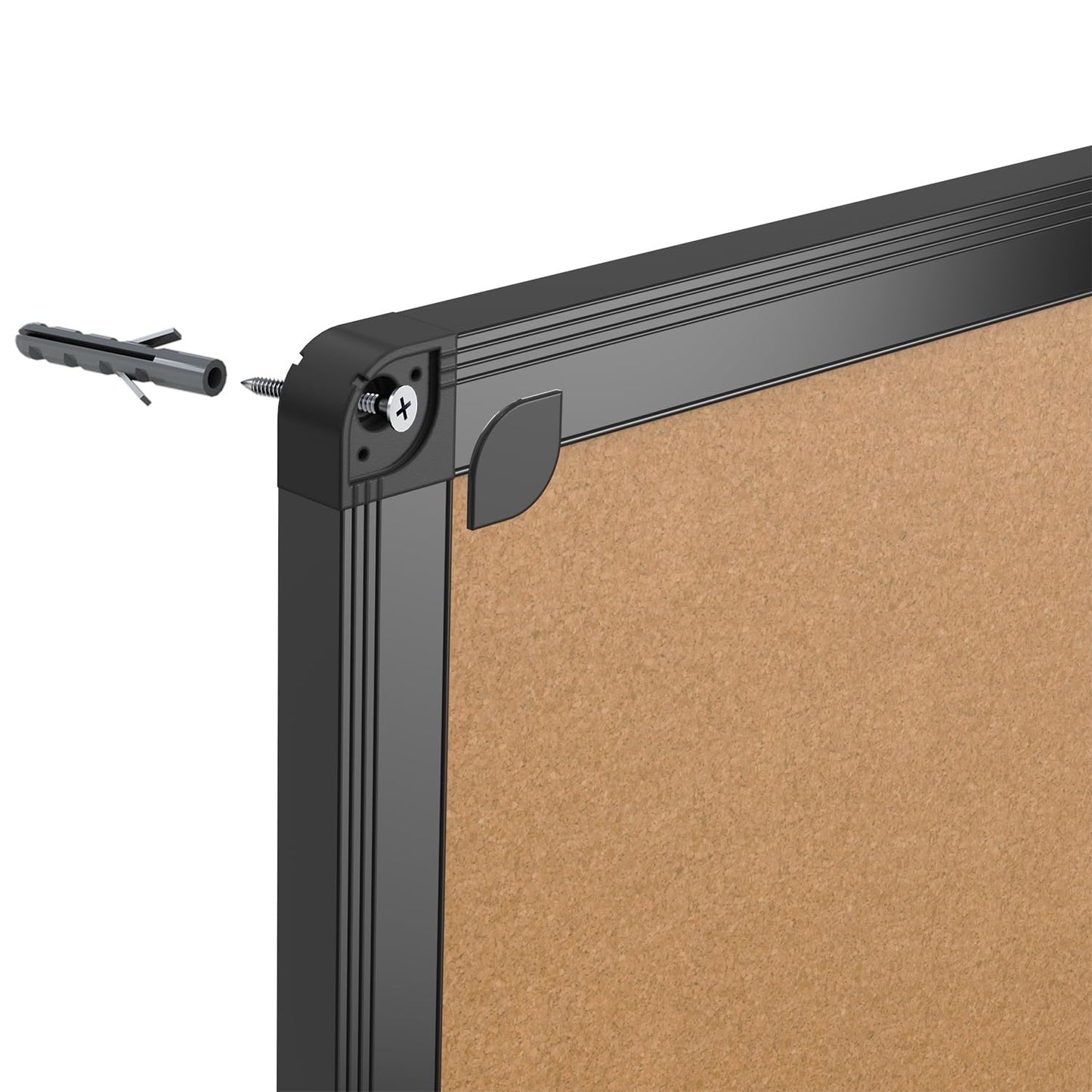 VIZ-PRO Cork Notice Board, 36 X 24 Inches, Cork Bulletin Board with Black Aluminium Frame