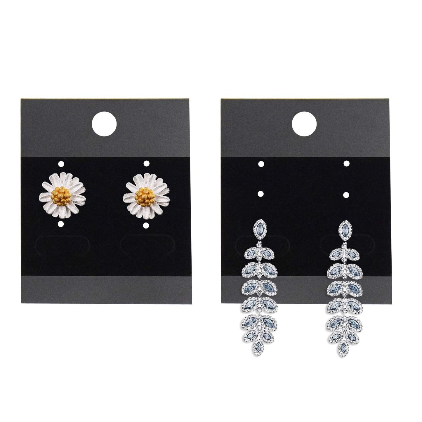 Awpeye 120 Pcs Black Velvet Earring Display Cards, Plastic Earring Card Holder for Jewelry Accessory Display 1.65 x 2 inch