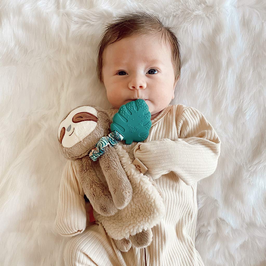 Itzy Ritzy - Itzy Lovey Including Teether, Textured Ribbons & Dangle Arms; Features Crinkle Sound & Link & Love Toy for Stroller, Car Seat or Activity Gym, Features Textured Ribbons