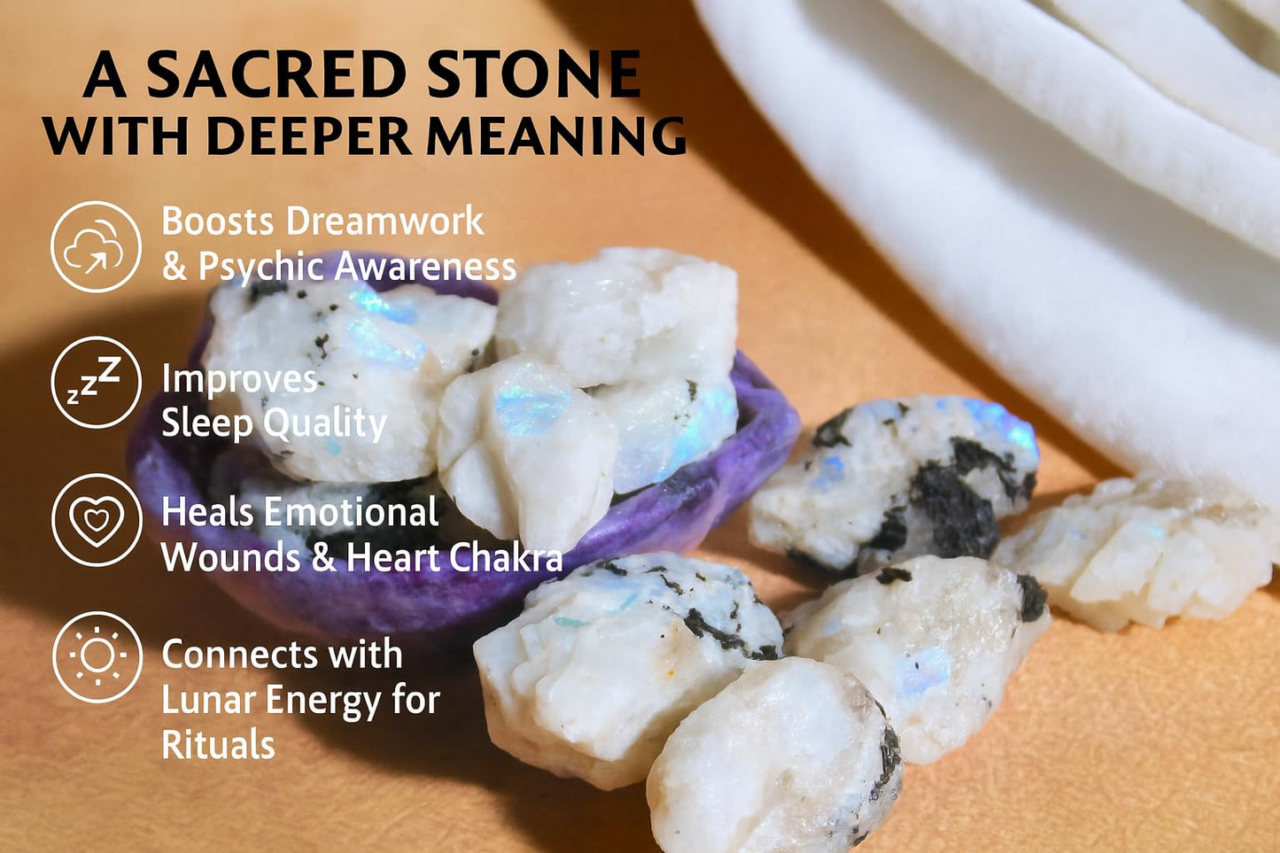 2 Pcs Rainbow Moonstone Raw Crystal Set Natural Stones for Meditation, Reiki, Energy Balancing & Collection