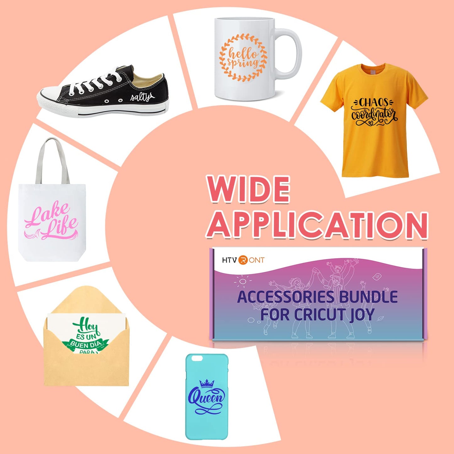 HTVRONT 38PCS Accessories Bundle Compatible with Cricut Joy, Accessories and Supplies Include Heat Transfer, Adhesive Vinyl Sheets, Insert Cards Set, Cutting Mat and Weeding Tools for Starter Kit