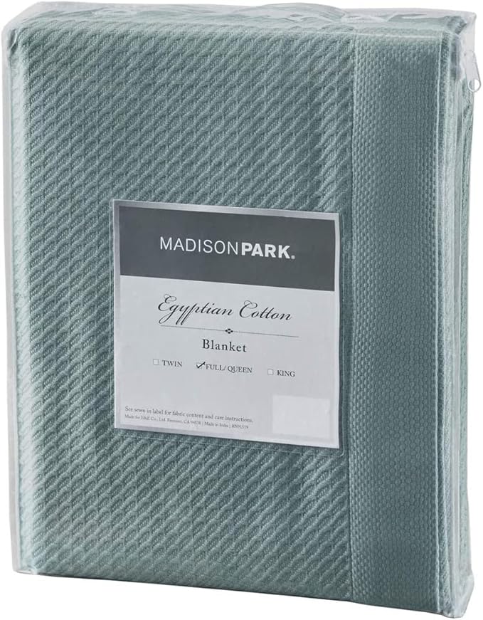 Madison Park Soft Certified 100% Egyptian Cotton Breathable Cozy Blanket, Premium Waffle Knit Classic Design, Luxury All Season Lightweight Cover for Bed, Couch and Sofa, Teal King(108"x90")