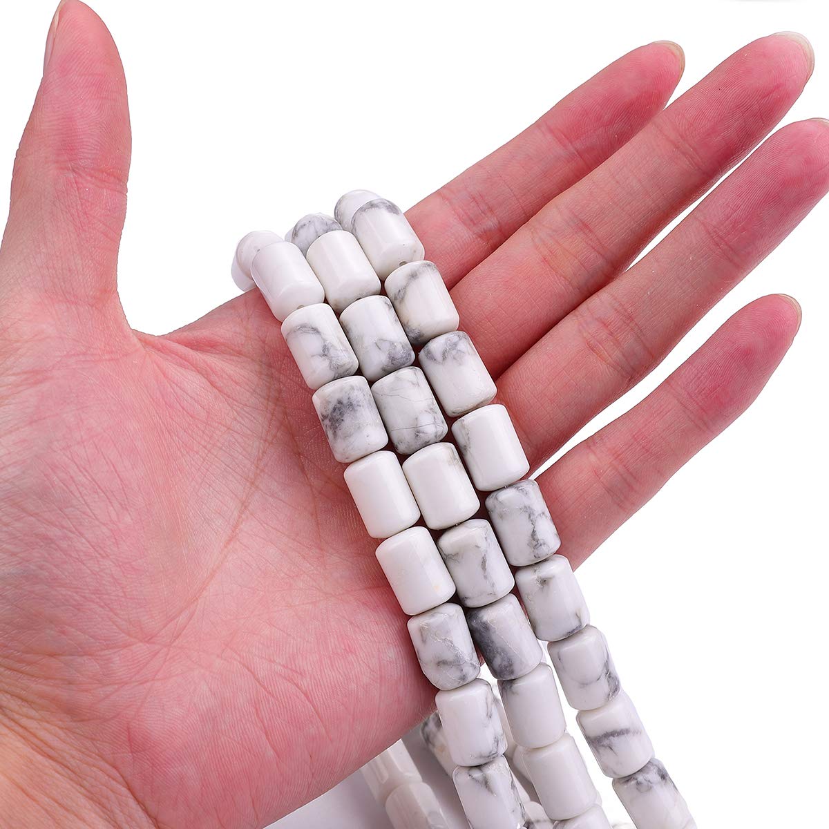 BEADIA Natural White Howlite Cylinder Stone Loose Semi Gemstone Beads for Jewelry Making 10mmx14mm 38cm
