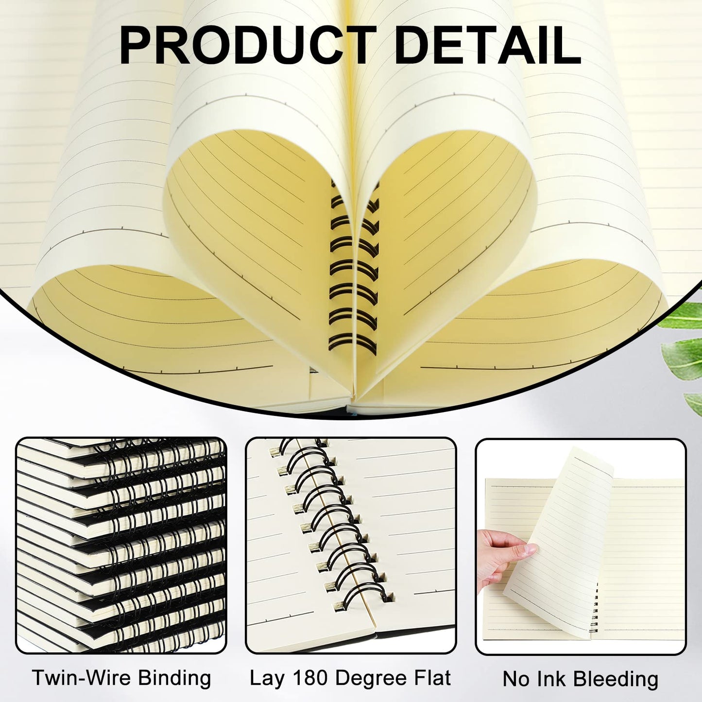 Yahenda 108 Pcs Spiral Notebook Bulk A5 Journal Lined 8.3'' x 5.5'' Writing Composition Paper Small Notepad Subject Notebook for Students Office Business Back to School Supplies (Black)