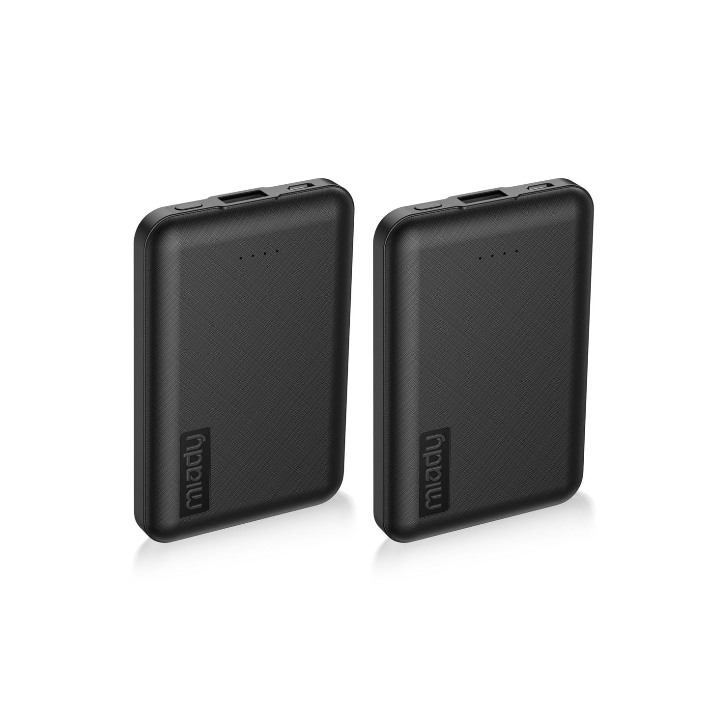 Miady 2-Pack 5000mAh Mini Portable Charger, 5V 2.4A USB-C Output Fast Charging Power Bank for Travel Small Battery Pack Compatible with iPhone 17/16/15 Galaxy S24/S22 iPad Android etc (2 Black)