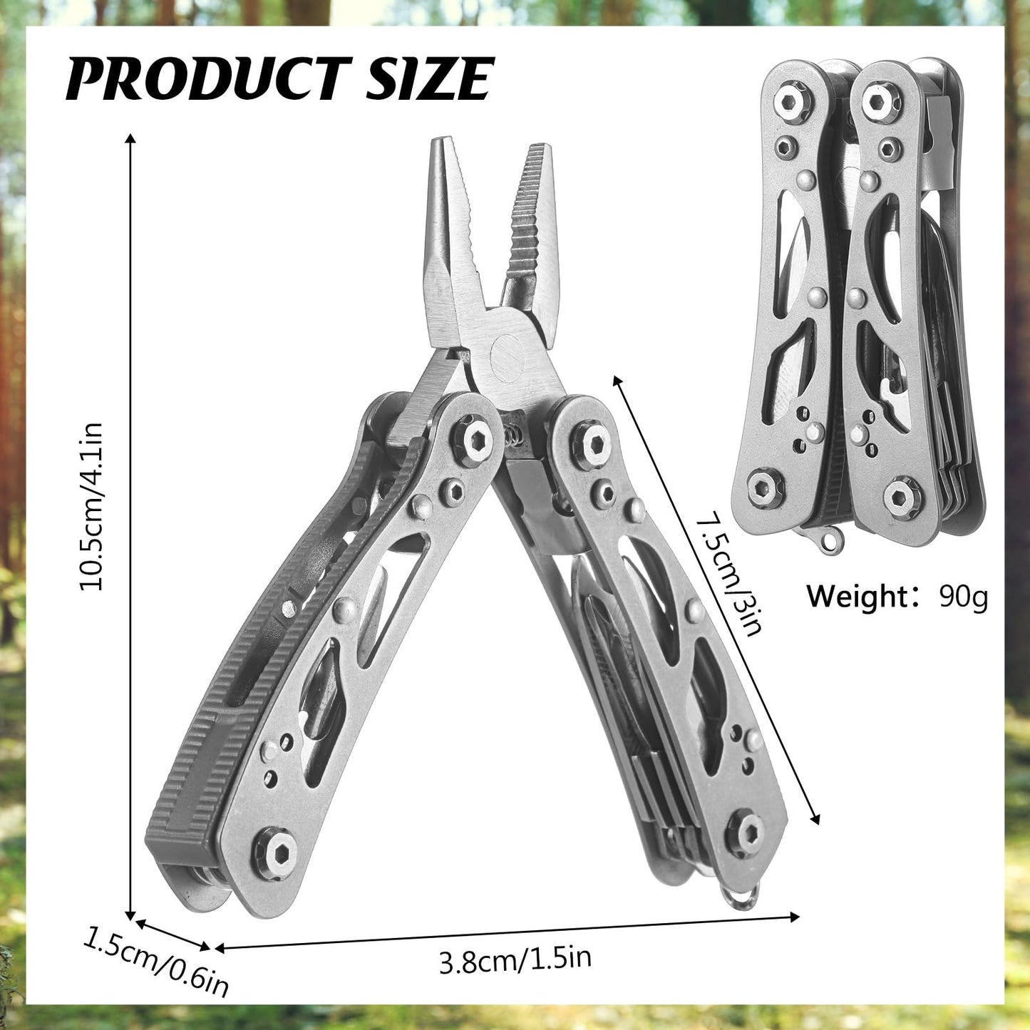 Lasnten 6 Pcs Small Multitool Pliers, Christmas Gifts for Men Stainless Steel Small Multitool Mini Pliers Foldable Knife, Bottle Opener, Screwdriver Apply to Camping, Dad Gifts (Grey)