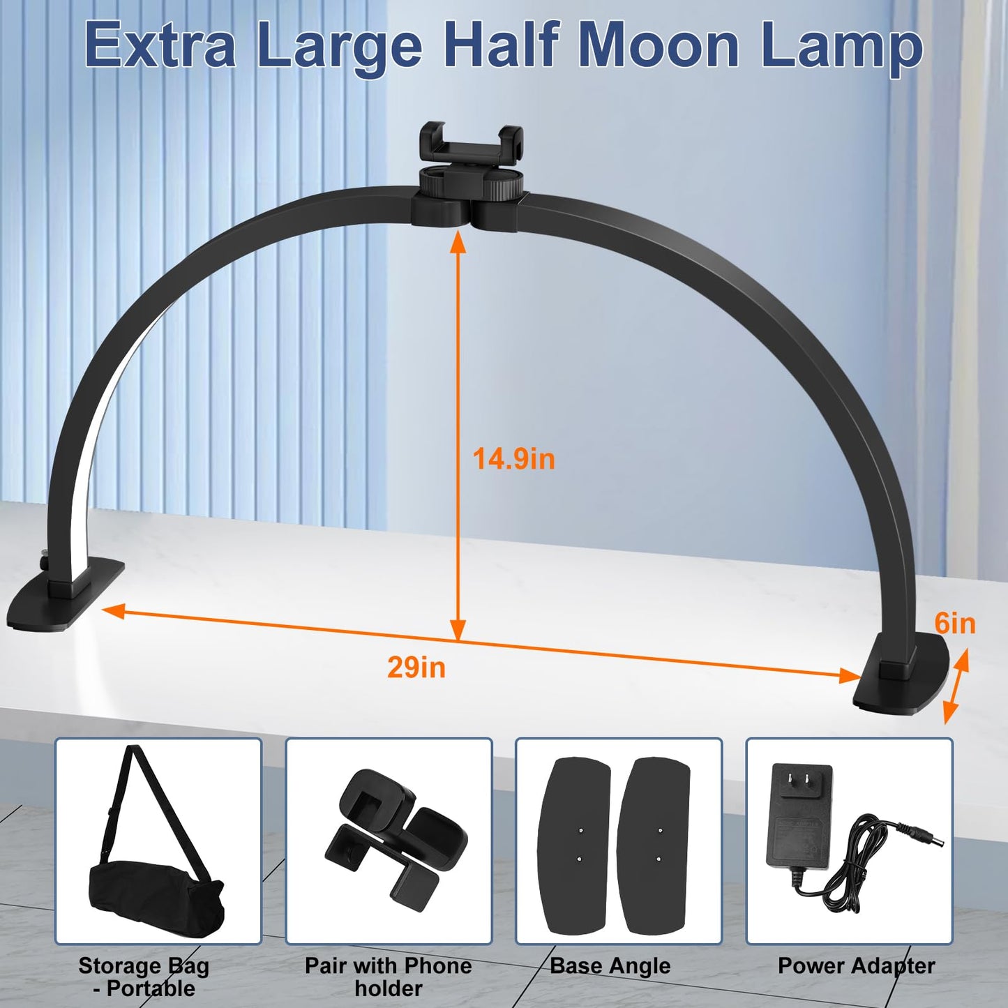 iVict Half Moon Light for Nail Desk, 29In 40W Nails Tech Light with Phone Stand, 10 Adjustable Brightness, 3 Color Temperature Led Desk lamp for Nail, Tattoos, Eyebrows, Beauty(Black)