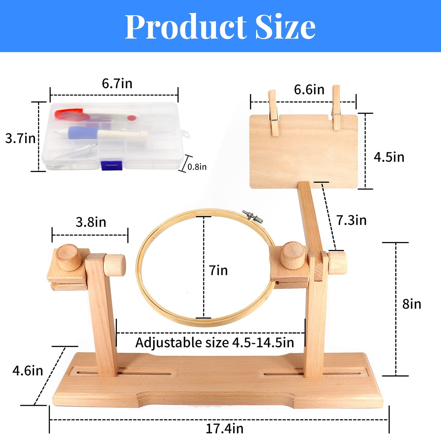 SolidGnik Embroidery Stand, Adjustable Embroidery Hoop Holder, Cross Stitch Stand with Embroidery Kit and 3PCS Embroidery Hoops