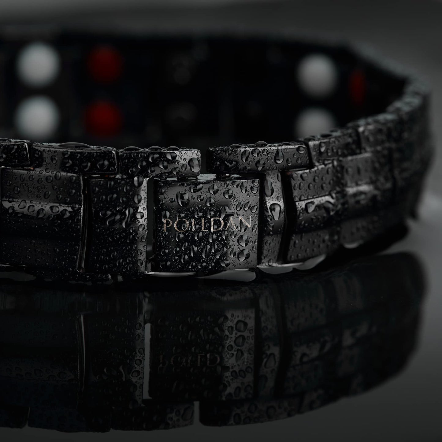 POLLDAN® 3X Power Magnetic Bracelets For Men | 6200 Gauss Strength Mens Titanium Bracelet with Fold-Over Clasp, Adjustable Length, Gift Box, Sizing Tool | Innovative Magnets Alloy - Patent (2X Black)