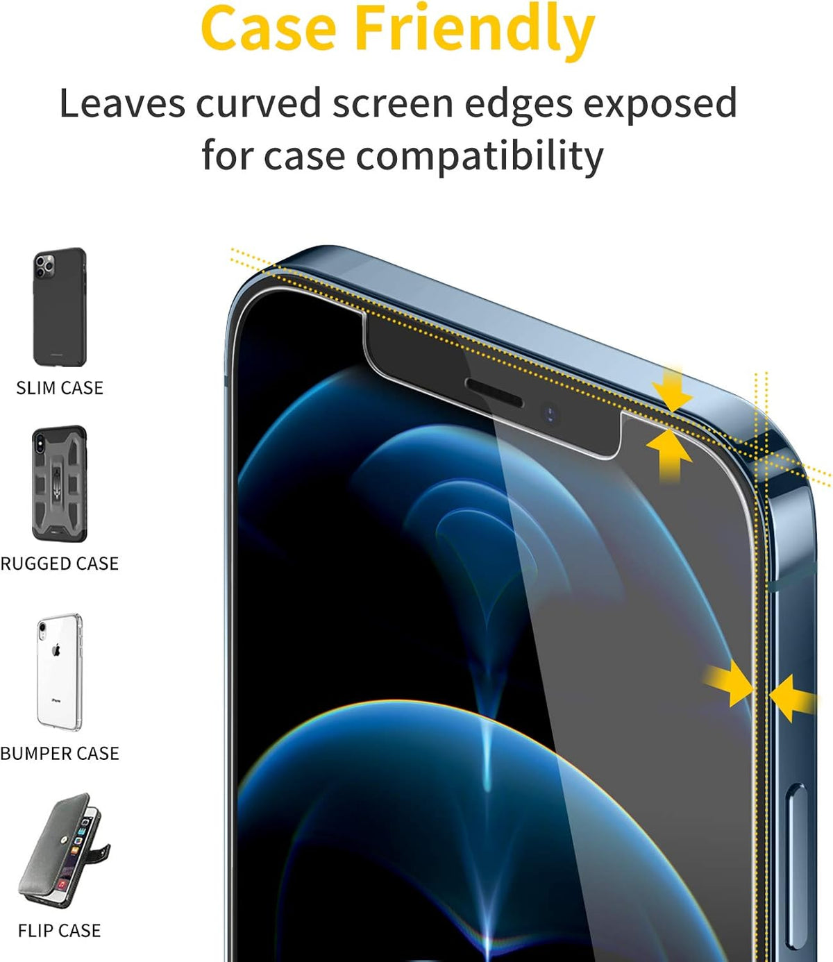 UNBREAKcable 3-Pack Screen Protector for iPhone 12 Pro Max, Double Shatterproof Tempered Glass [Easy Installation] [9H Hardness] [99.99% HD Clear] [Case Friendly] for iPhone 6.7 inch
