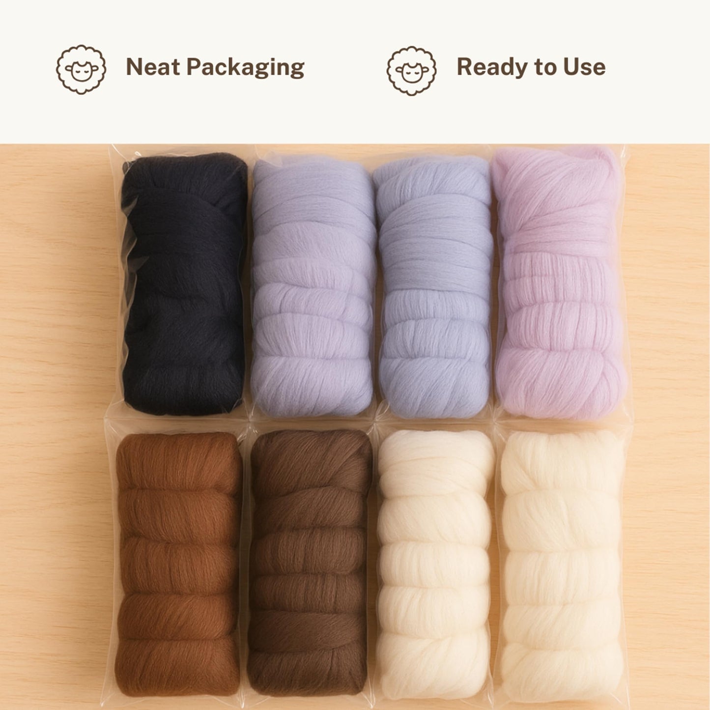 DICHA Merino Wool Roving – 5oz 100% Natural Wool Top for Felting, Spinning, Needle Felting, Wet Felting, DIY Crafts – Lavender Grey