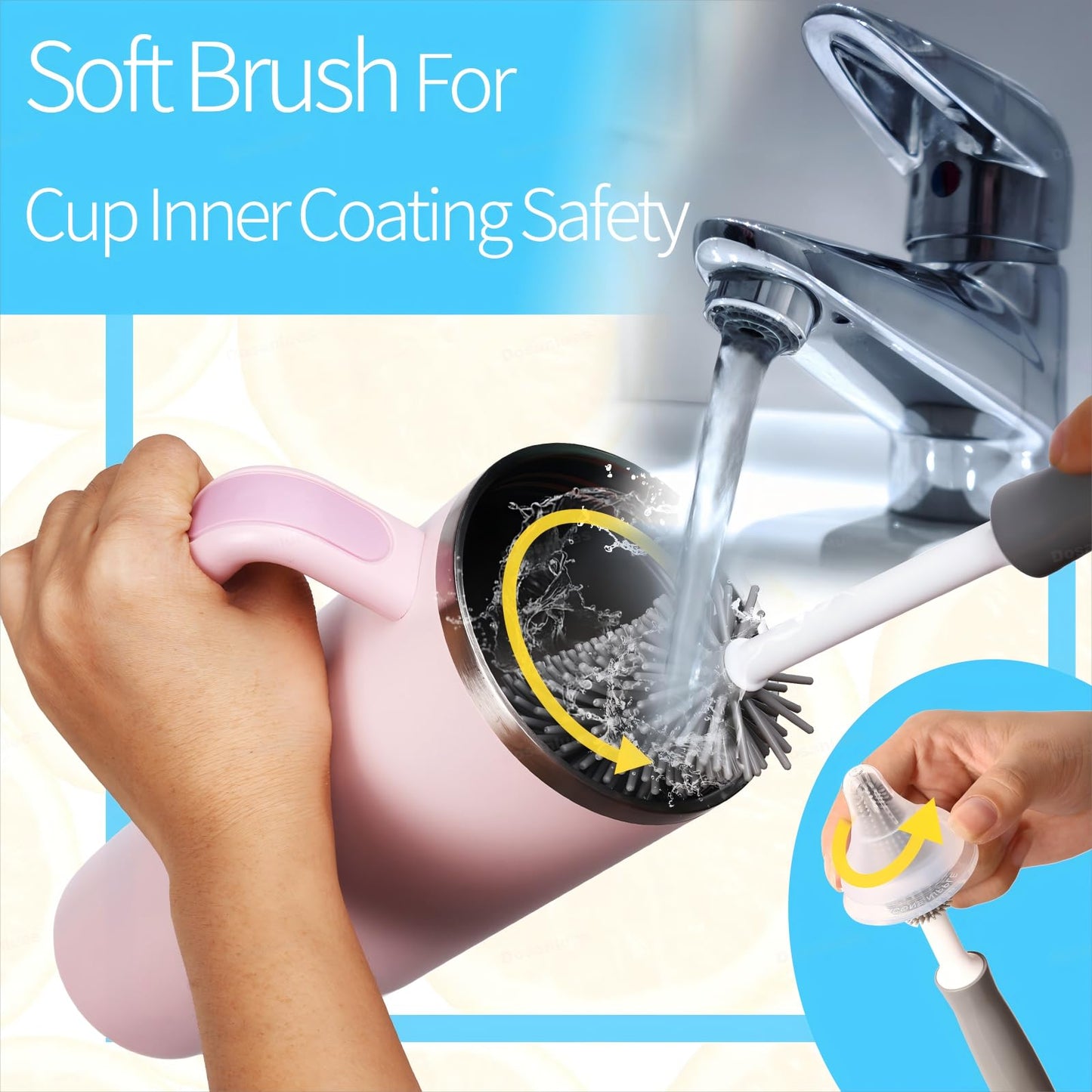 Dosanlues 8Pcs Water Bottle Cleaner Brush Compatible with Stanley, Multipurpose Brush Cleaner Kit with Nylon Straw Brush 4 in 1 Bottle Gap Cleaner and Silicone Cup Cleaners
