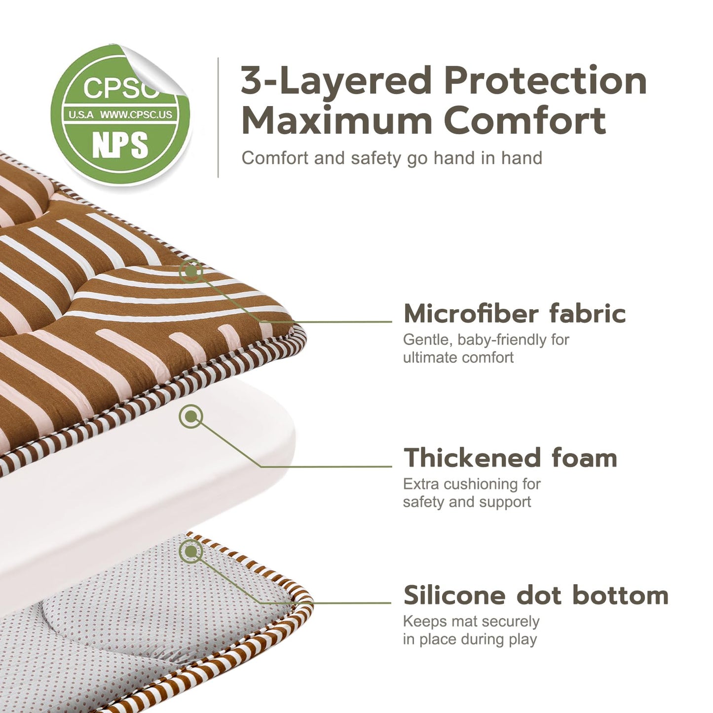 Mallify Soft Thicker Baby Mat for Floor 71"x59", Extra Large Baby Play Mat, Non-Slip Playpen Mat, Easy to Clean & Portable Playmat, Crawling Mat for Babies Toddlers, Activity Mat, Rainbow, Brown