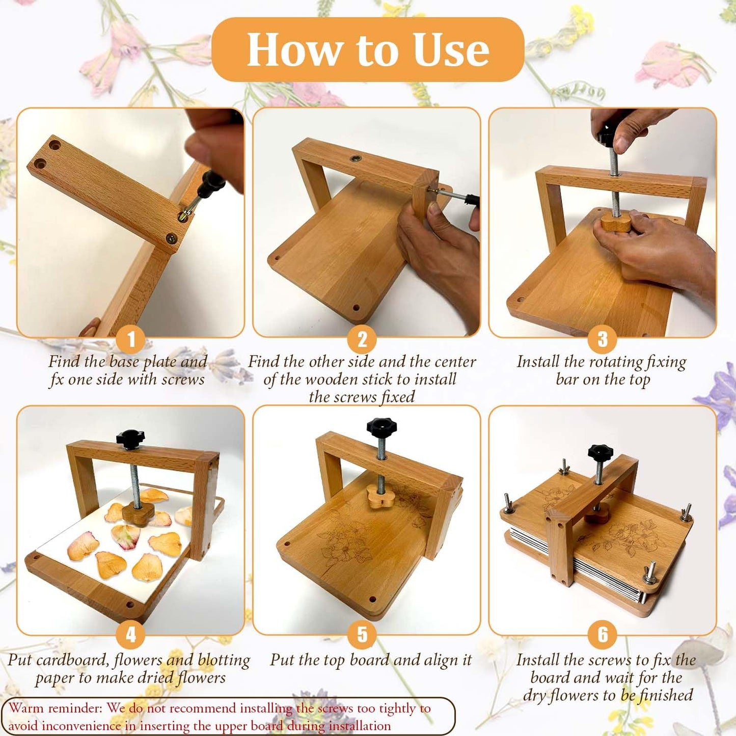 Gkesgm Large Flower Press Kit - 8 Layers 11" x 7.08" Beechwood Flower Pressing kit with Storage Bags,Dried Flower Plant for DIY Art & Crafts Gift for Craft Lovers