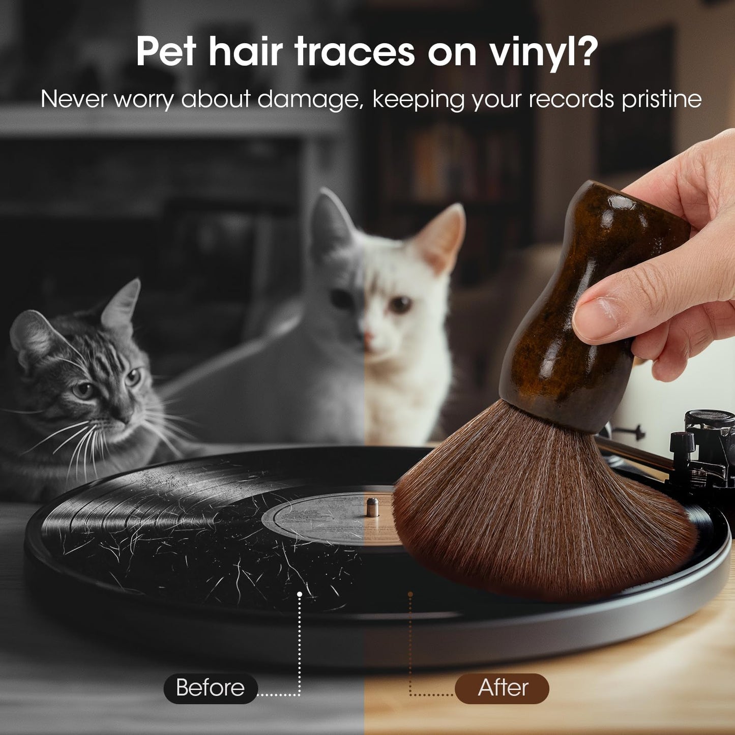 Vinyl Record Cleaning Brush - Ultra Soft Anti Static Brush for Vinyl Records - Essential Record Player Accessories for Flawless Vinyl Care