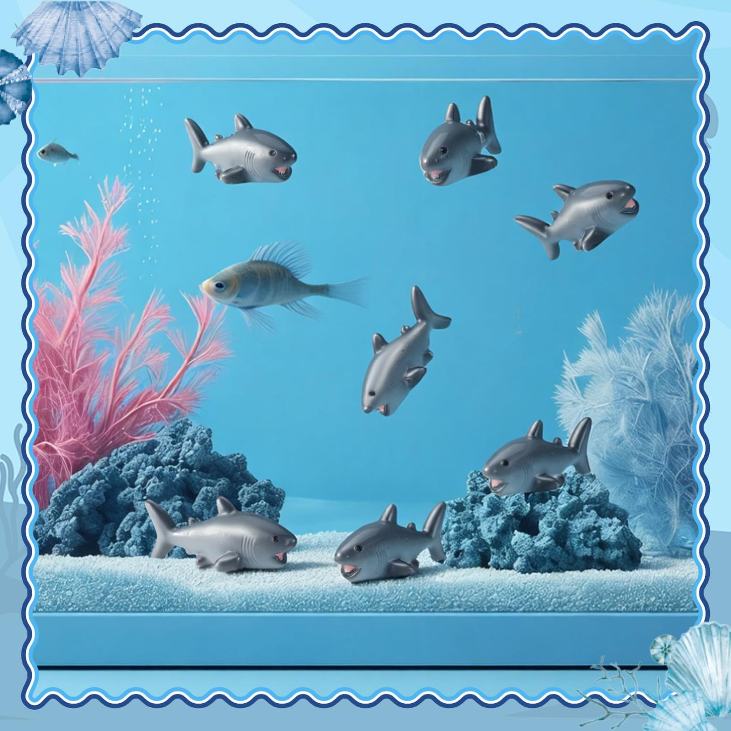 Beeveer 50 Pcs Mini Resin Shark Miniature Figurines Shark DIY Accessories Kit for Fish Tank Decor, Fairy Garden, Succulent Planter, Moss Landscape, and Home Decor
