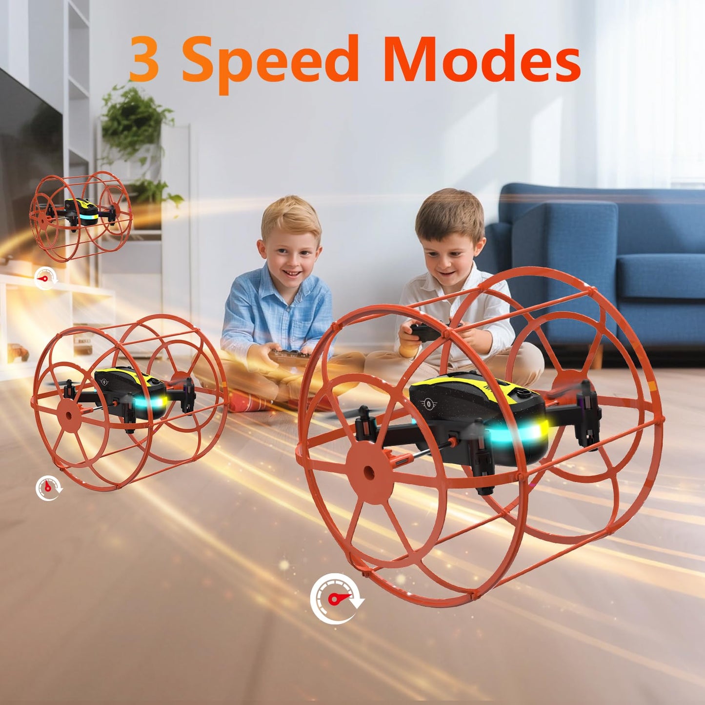 Morlyrctooy M17 Drone with Protective Cover Mini Drone RC Quadcopter for Beginners Land-Air Dual Mode Drone Headless Mode 3 Speed Modes 3D Flip One Key Control 2 Rechargeable Battery Gifts