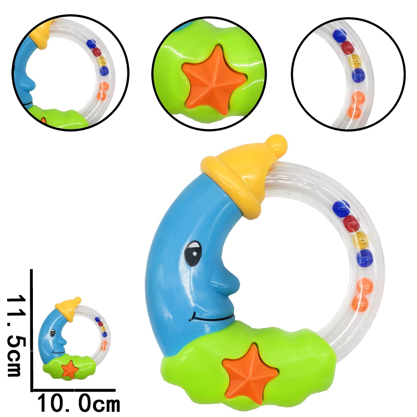 9pcs Baby First Rattle Teether Toy Gift Set with Storage Box for Infant Newborn Baby Boy 0 3 6 9 12 18Month Blue