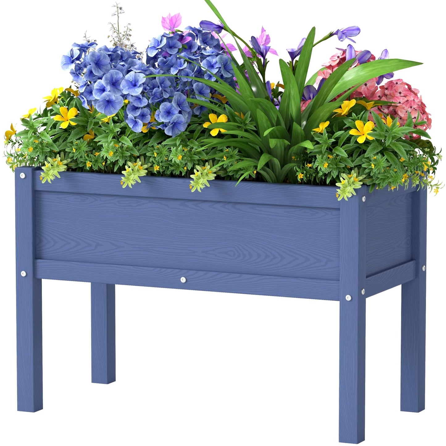 BIVODA Small HDPE Raised Garden Bed, Elevated Planter Box with Legs, Outdoor All-Weather Planter Raised Beds for Seeds, Herbs, Flowers, Vegetables (Navy Blue)