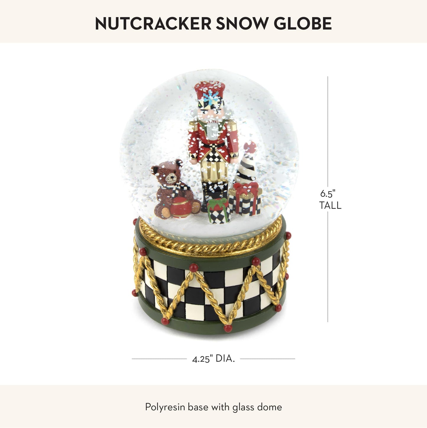 MACKENZIE-CHILDS Snow Globe, Christmas Decor for Living Room, Nutcracker