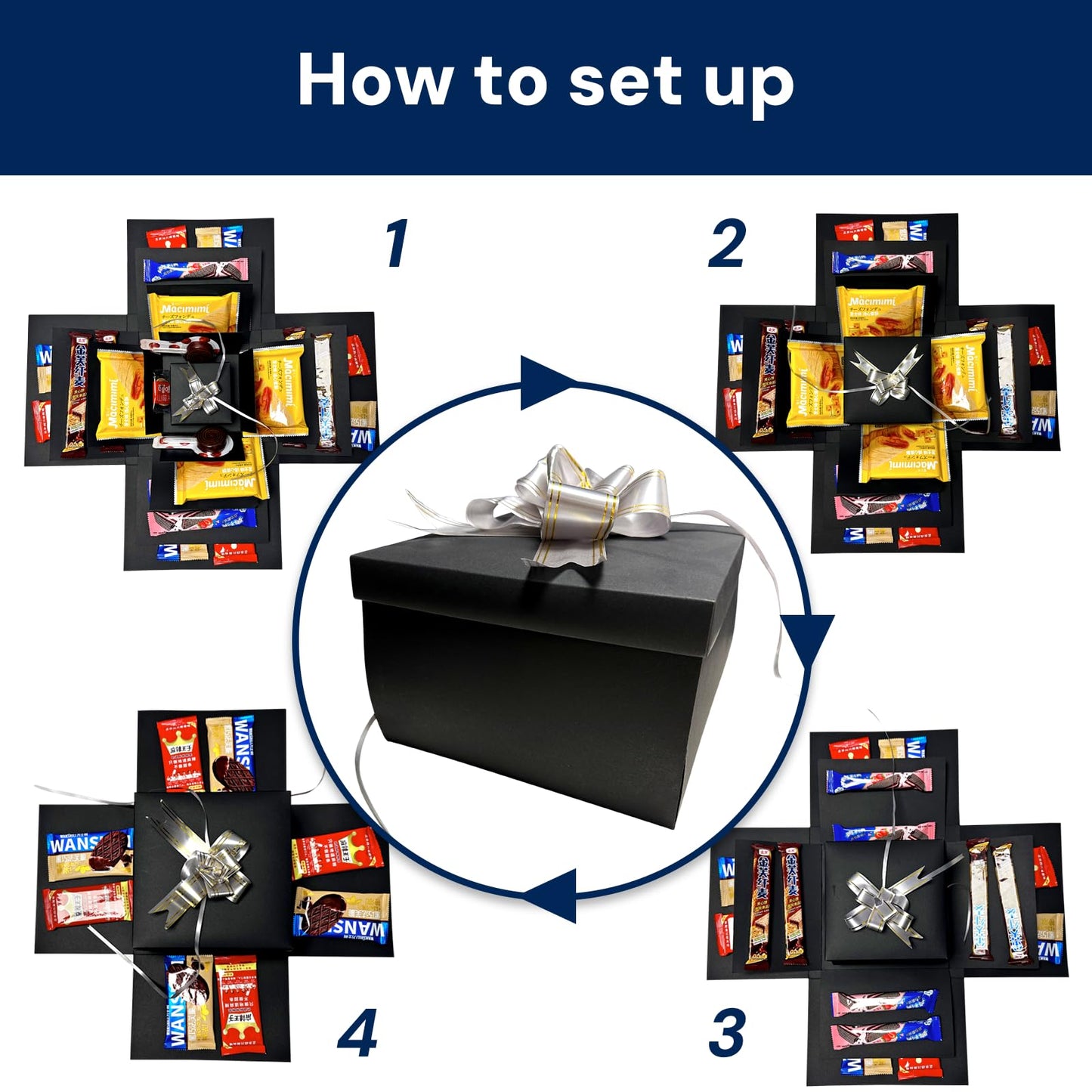 Hryan 5 Layer Gift Box, Multi Layered Explosion Photo DIY Box, Creative Surprise Picture Gift for Important Days and Holidays. (BLACK)