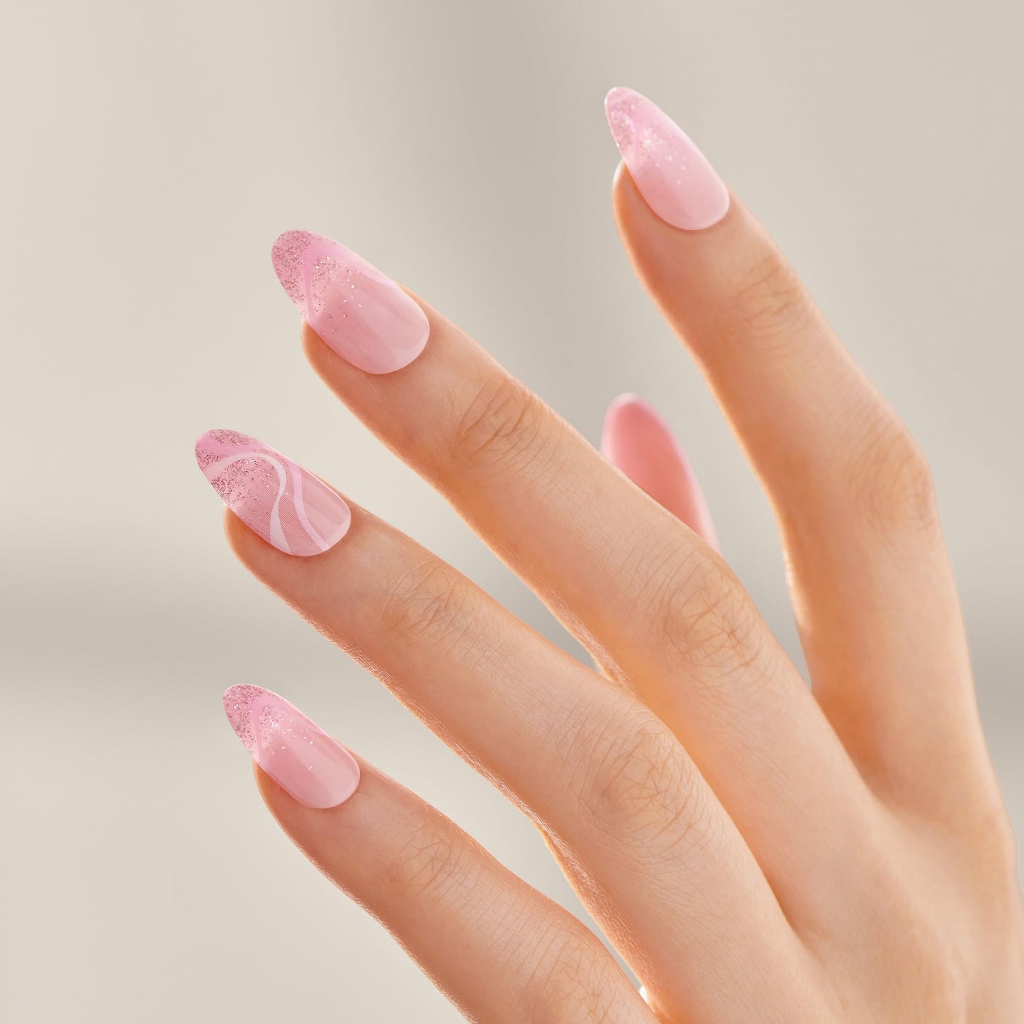 Kiss Impress No Glue Mani Press On Nails, Design, 'Wild Venus', Pink, Medium Size, Almond Shape, Includes 30 Nails, Prep Pad, Instructions Sheet, 1 Manicure Stick, 1 Mini File