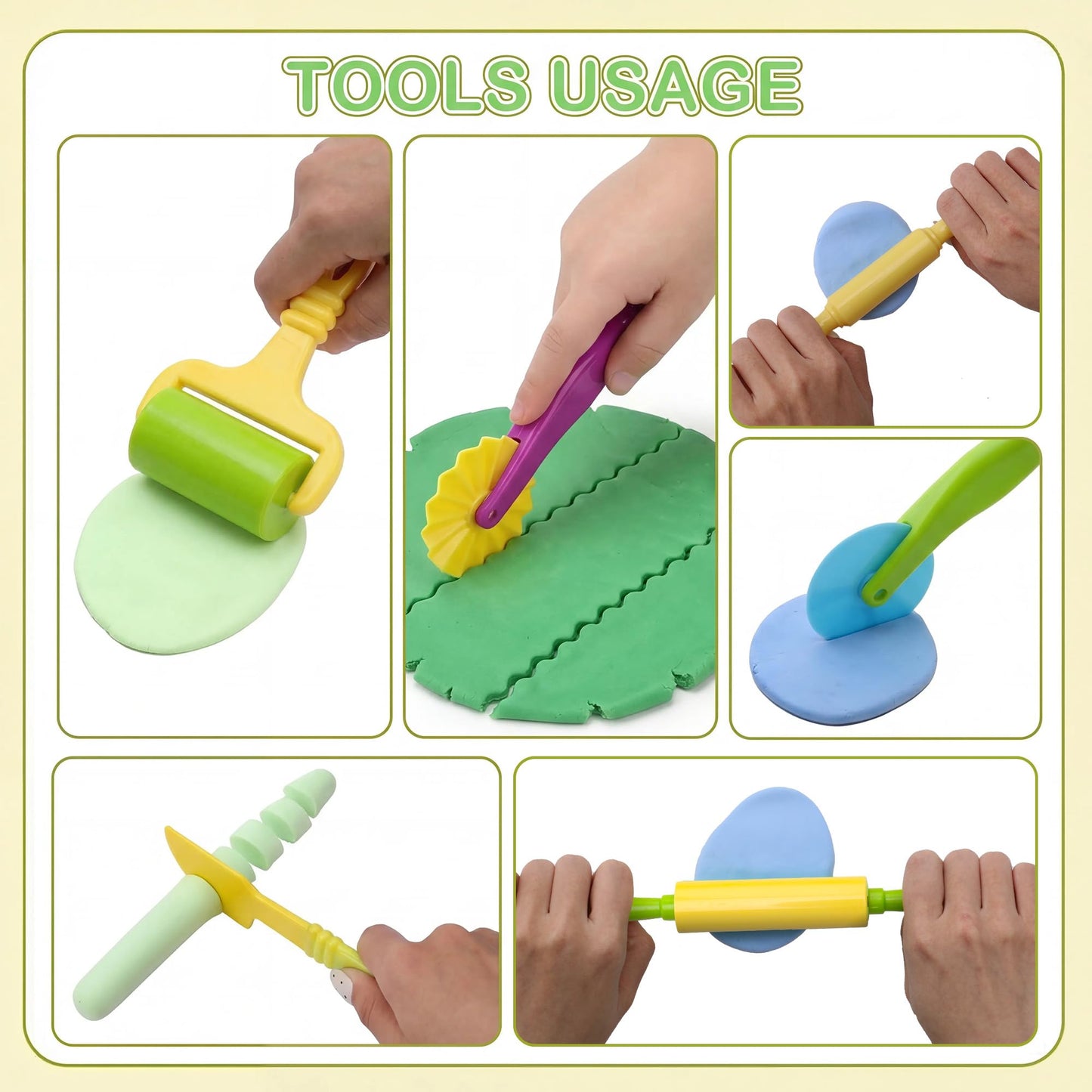 Dough Tools Set for Kids Ages 2-4, 25pc Creative Play Accessories with Molds and Cutters, Non-Toxic Modeling Clay Toys for Toddlers Sensory Activities