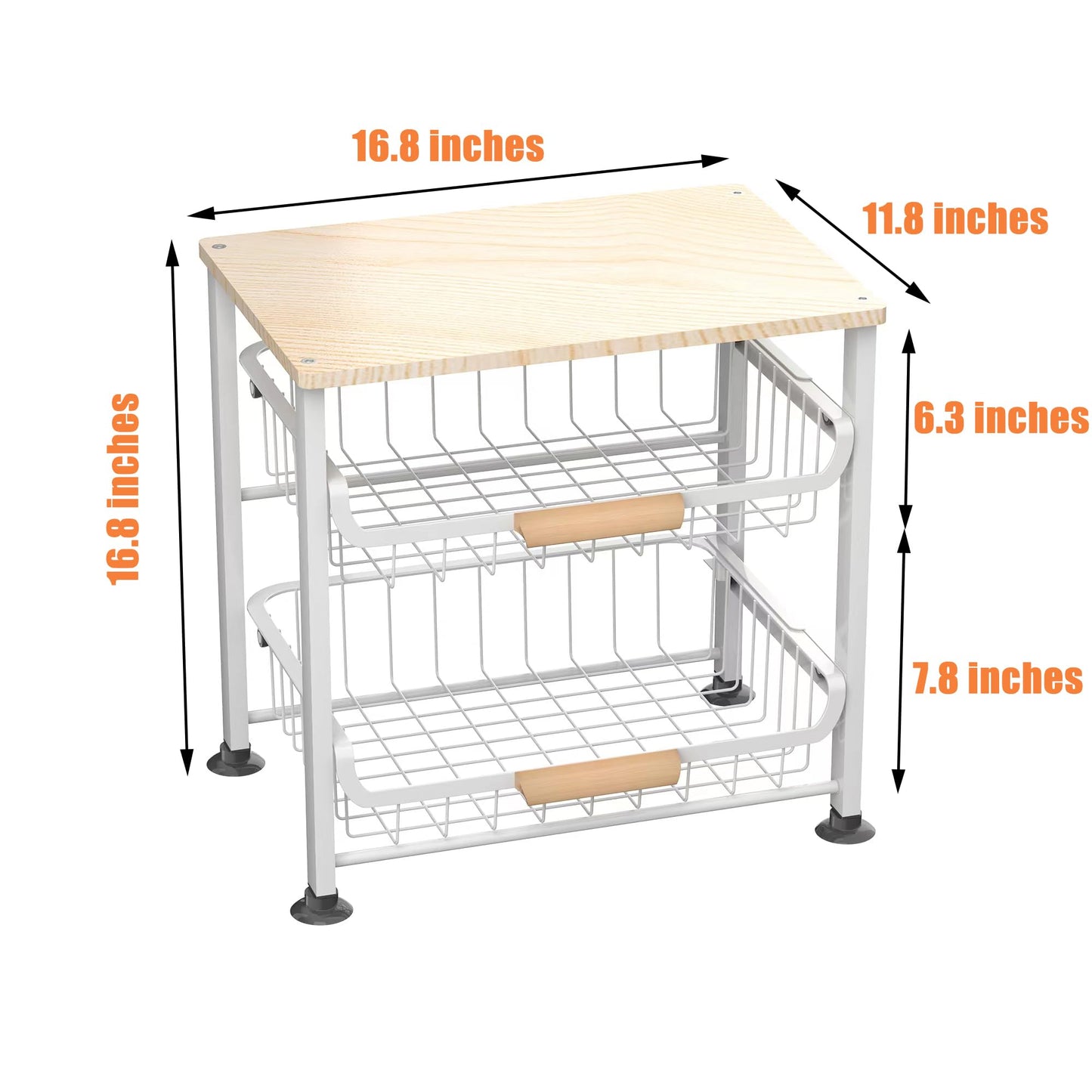 NiuYichee 3-Layer Kitchen Fruit Storage Basket Snack Rack, countertop Storage Rack, Stackable Storage Rack with Desktop, Pull-Out Hollow Metal Storage Basket with Handle, Kitchen Organizers & Storage