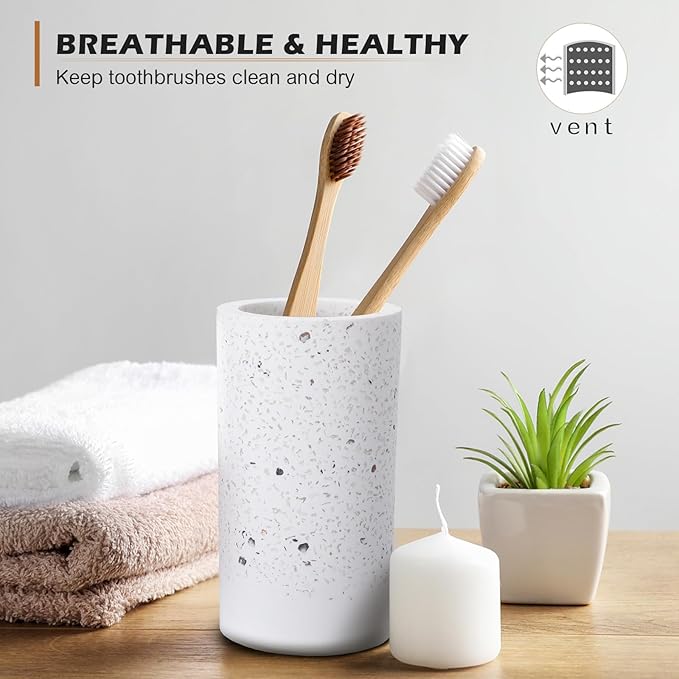 Diatomite Toothbrush Holder, BOJDOPIE Water Absorption Quick Drying Bathroom Countertop Organizer, Stand Cup for Toothpaste Makeup Brushes Razors