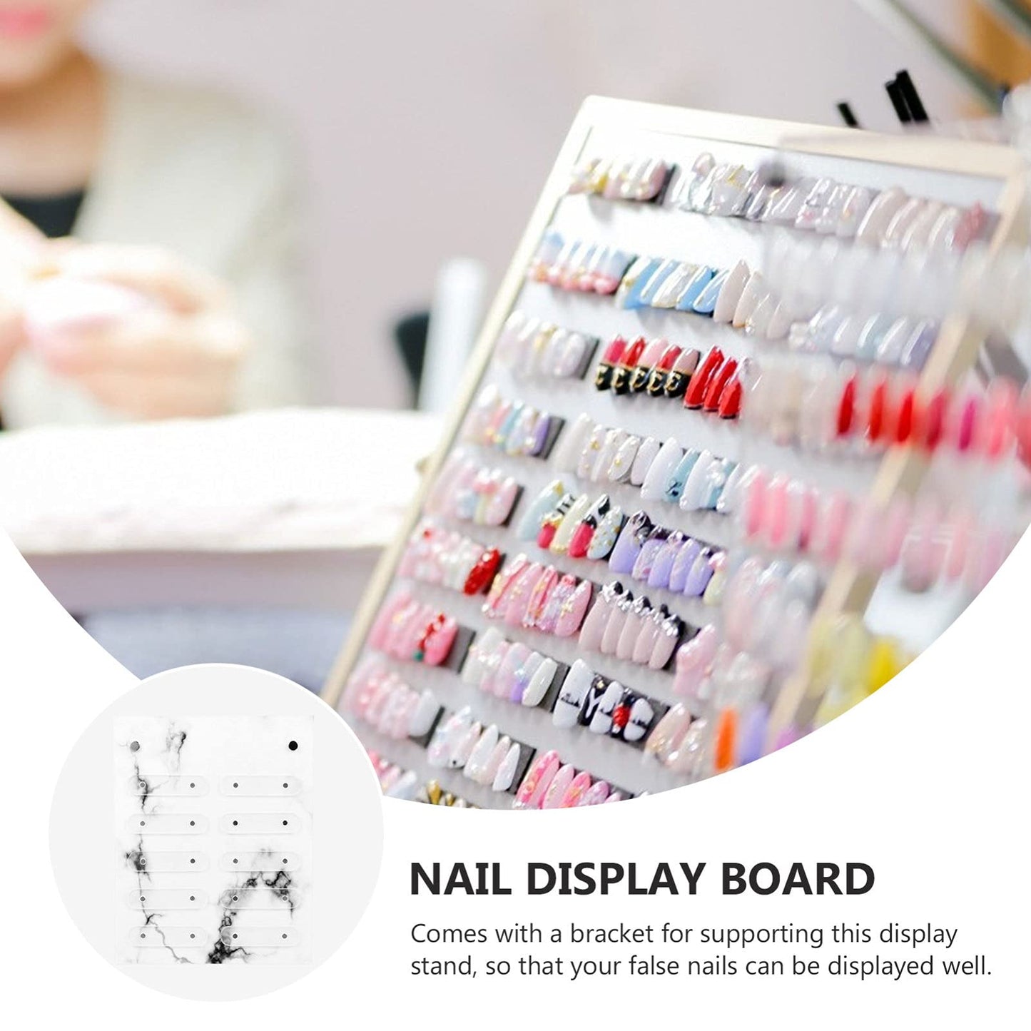 Beaupretty Magnetic Nail Art Display Board with Acrylic Stand 7.87X6.29 Inch Portable Manicure Display Stand for False Nails Practice and Nail Art Color Cards Holder