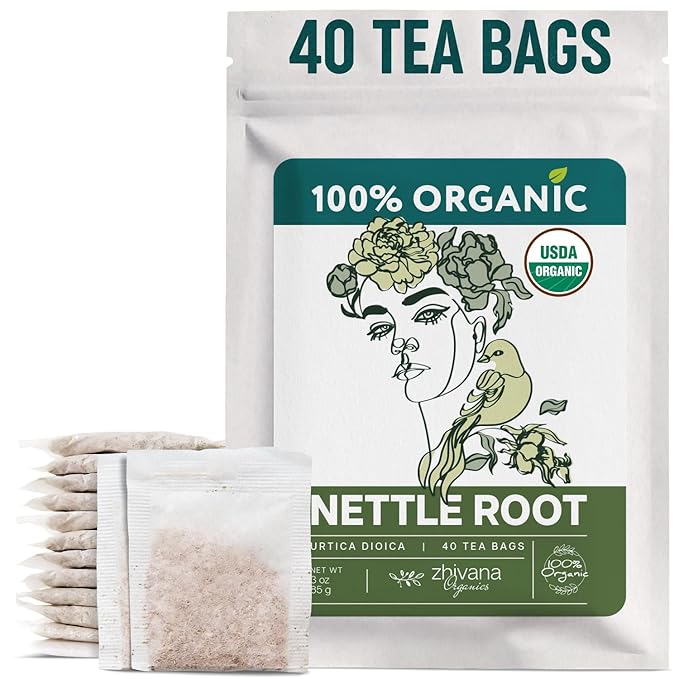 Organic Stinging Nettle Root Tea (40 Tea Bags) - Traditionally Used Herbal Tea for Men’s Health - Supports Prostate, Hormonal Balance & Energy - Té de Raíz de Ortiga