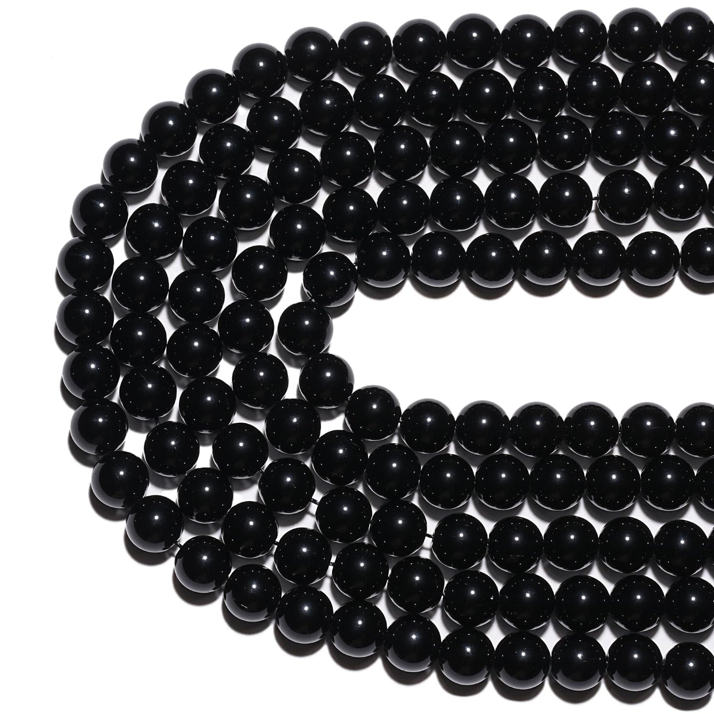 10mm Natural Black Onyx Agate Gemstone Beads Polished Round Smooth Stone Beads for Bracelets Jewelry Making 15inch Loose Beads