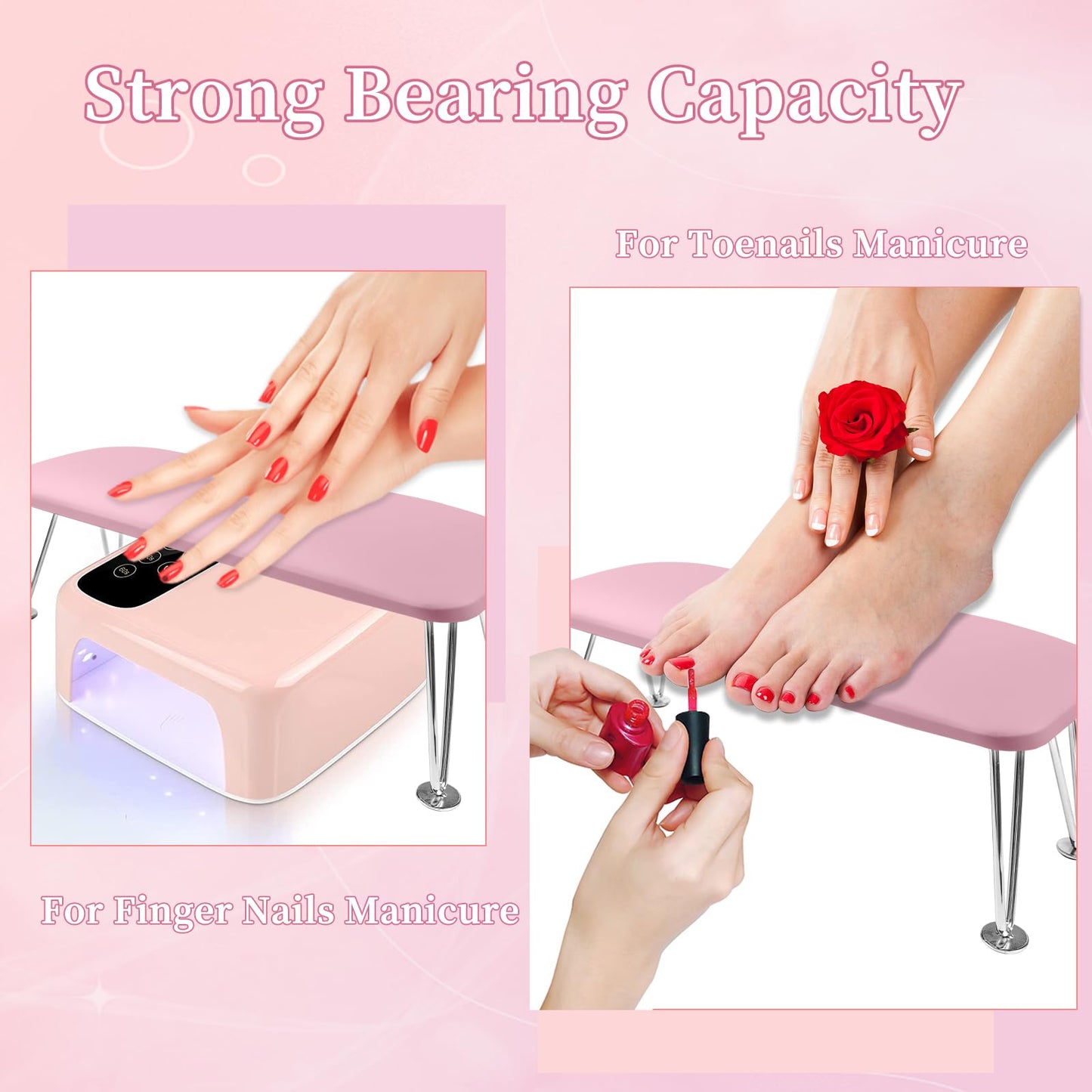 BOMOQING Arm Rest for Nails, Microfiber Leather Nail Arm Rest for Acrylic Nails, Nail Arm Rest Table with Pillow Cushion Hand Holder for Manicure, Hand Rest for Nails Tech, Home Use or Salon(Purple)